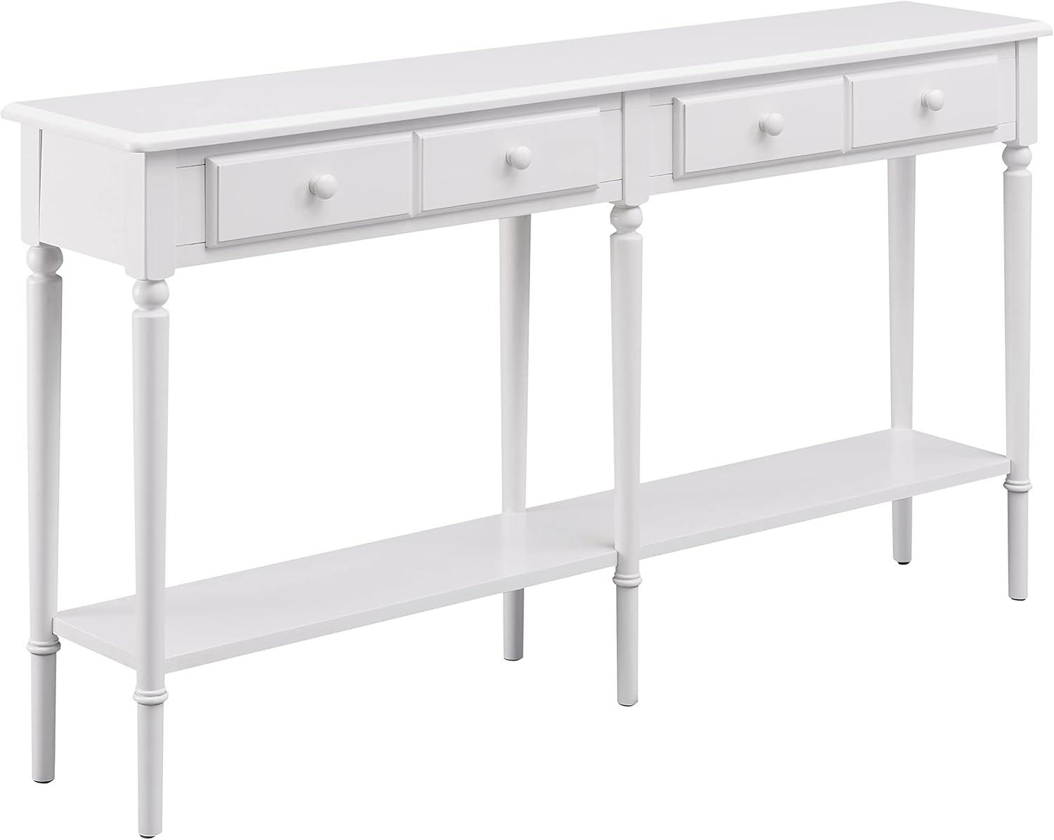 Leick Home Coastal Notions Solid Wood Console Table with Shelf, White