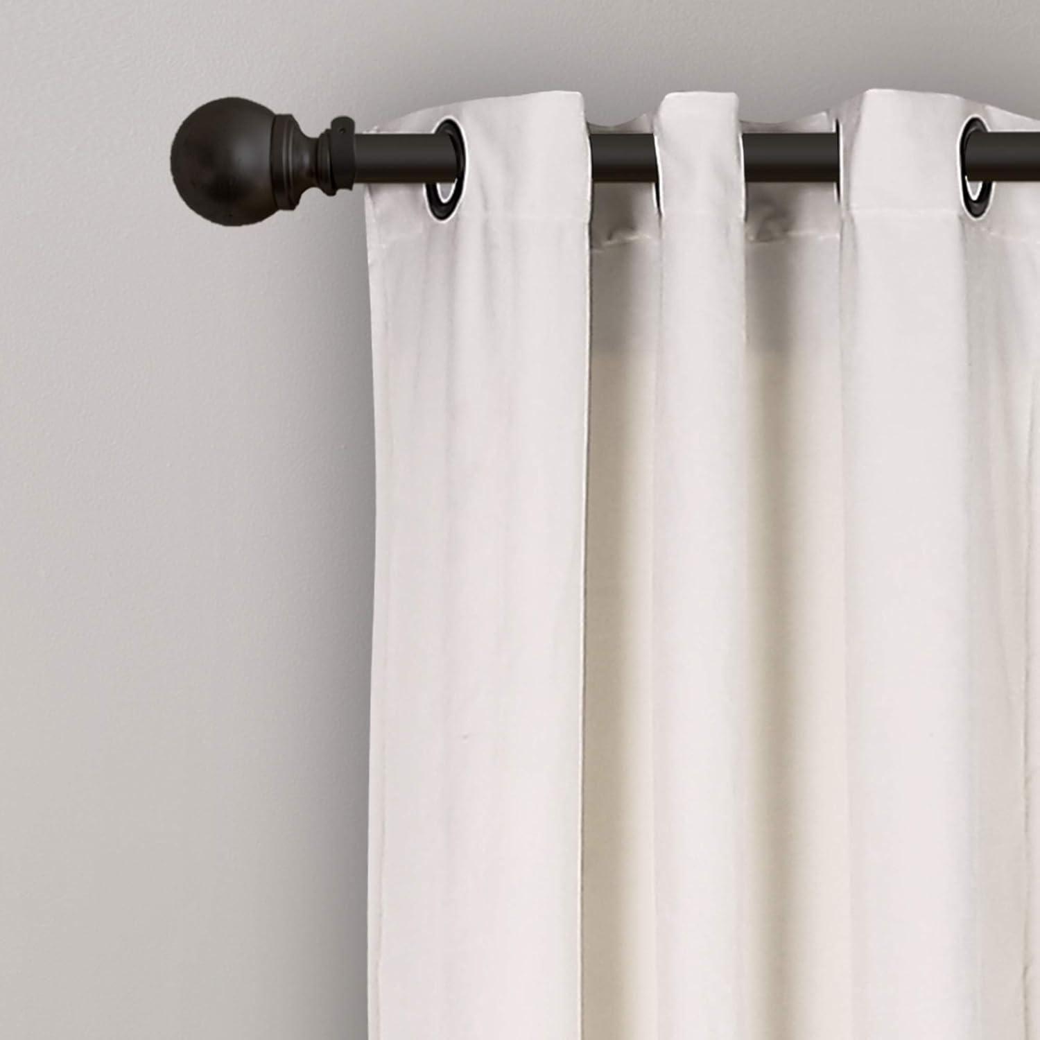 Lush Decor Prima Velvet Color Block Room Darkening 84" x 38" Solid White Metal Grommets 2-Pc Set Window Panel