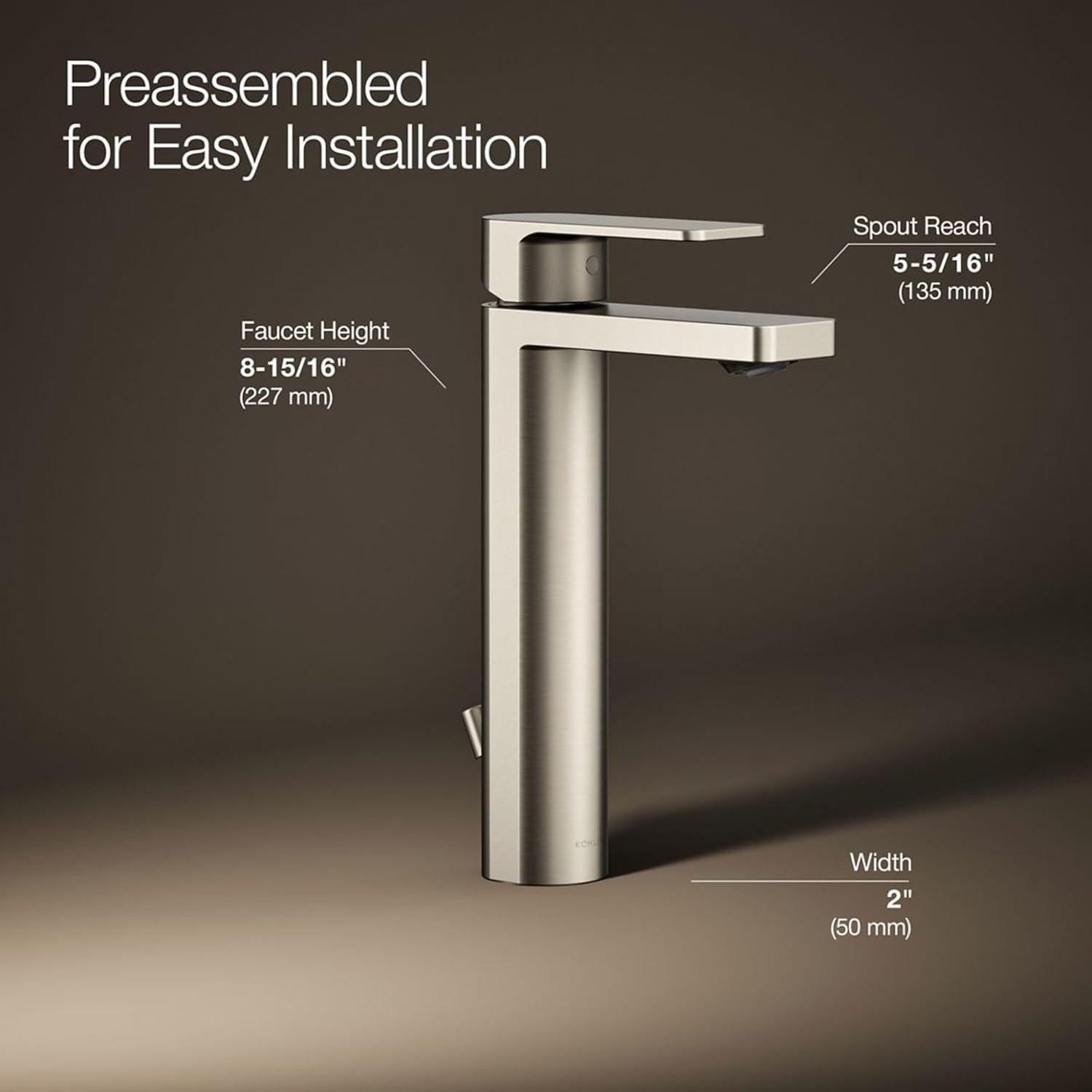 Parallel™ Tall Single-Handle Bathroom Sink Faucet, Single-Hole Faucet with Pop-Up Drain, 1.2 GPM