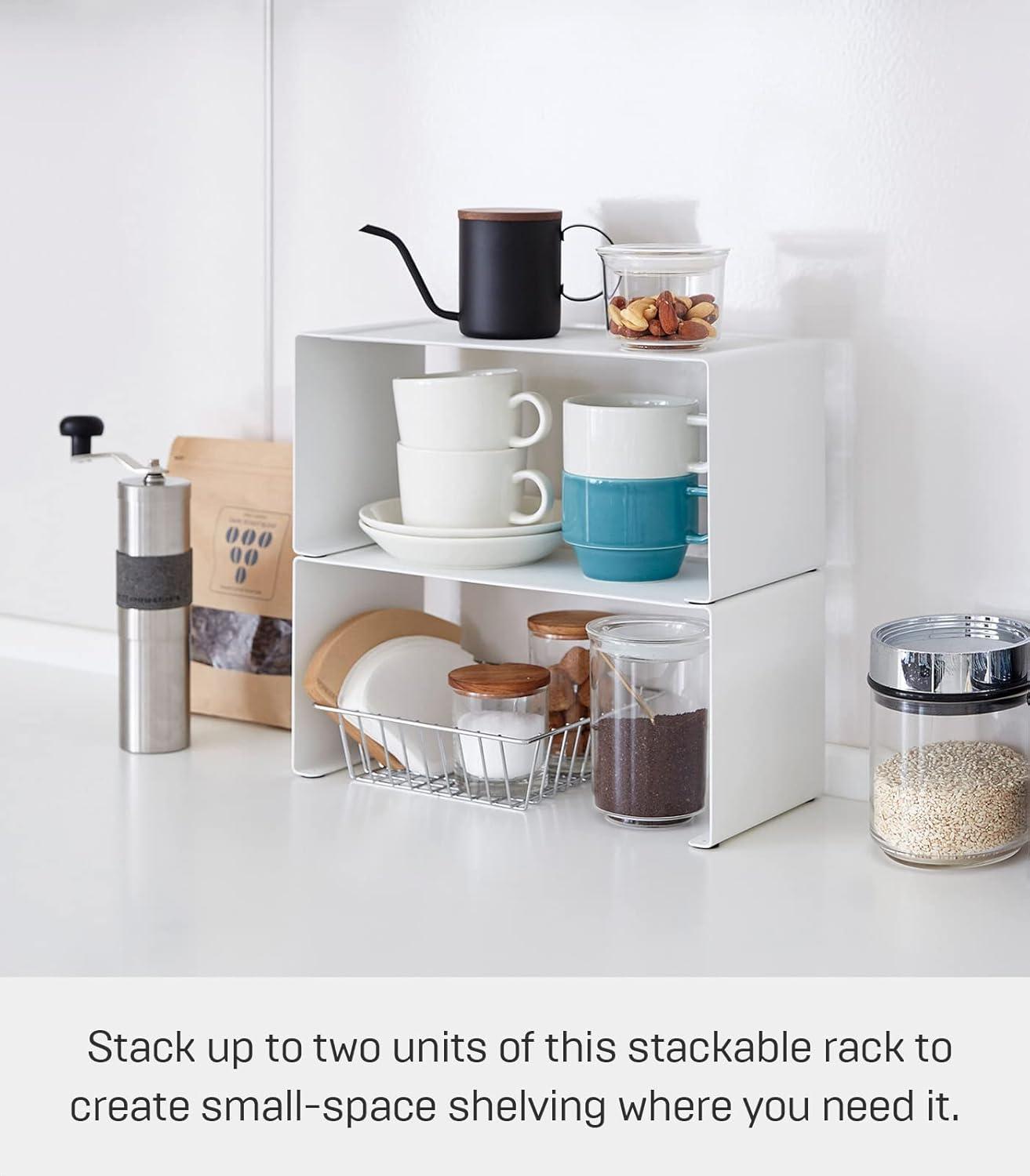 Tower Yamazaki Home Stackable Kitchen Rack, Storage Organizer Counter Shelf, Small, Stack up to Two