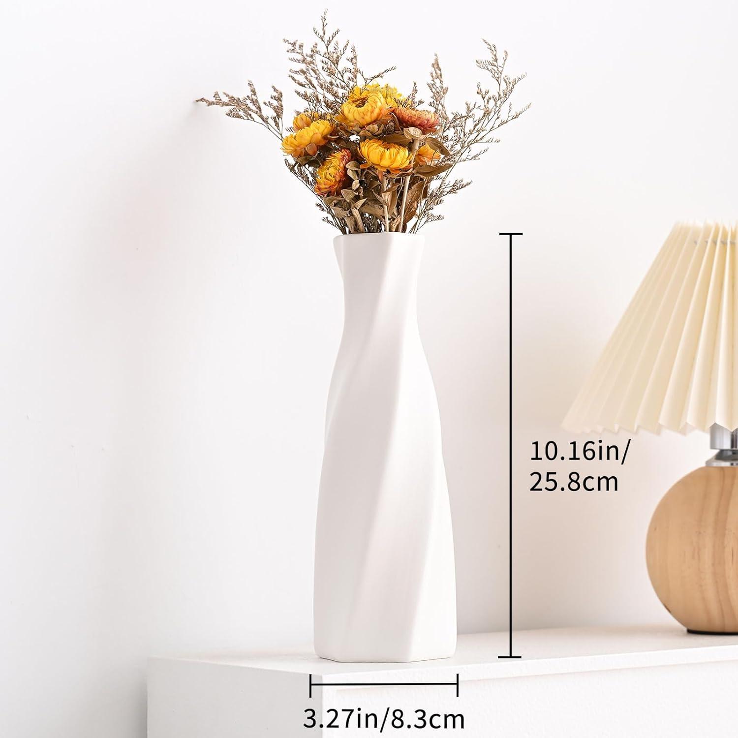 White Ceramic Bottle-Shaped Decorative Table Vase