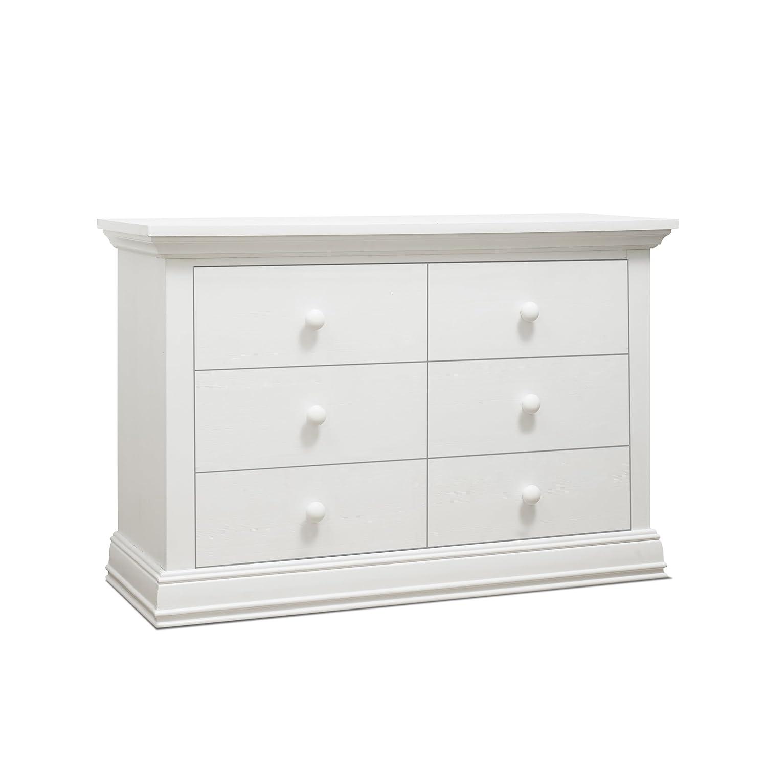 Cottage Charm White Double Dresser with 6 Dovetail Drawers