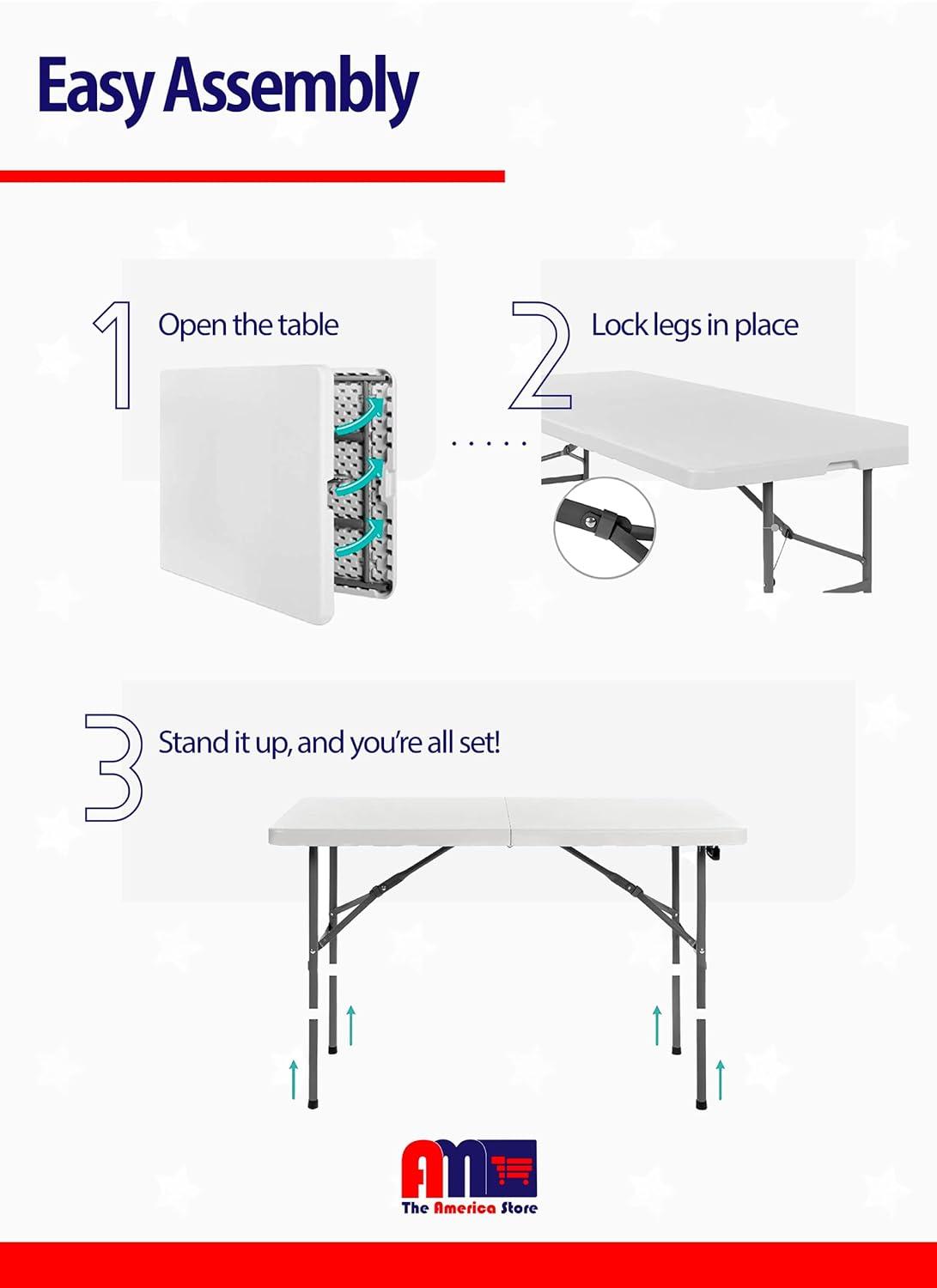 Best Choice Products Plastic Folding Table, Indoor Outdoor Heavy Duty Portable w/ Handle, Lock for Picnic
