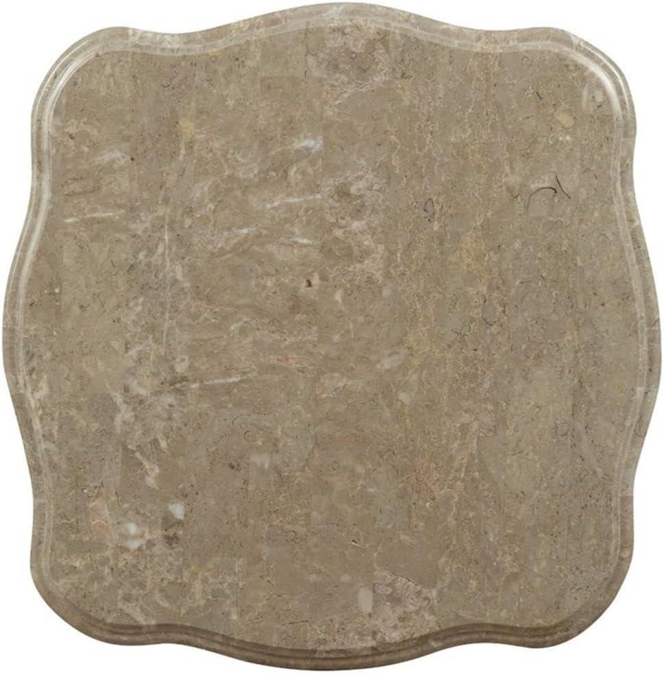 HomeStock End Table W/Marble Top, Marble & Baroque Bliss White