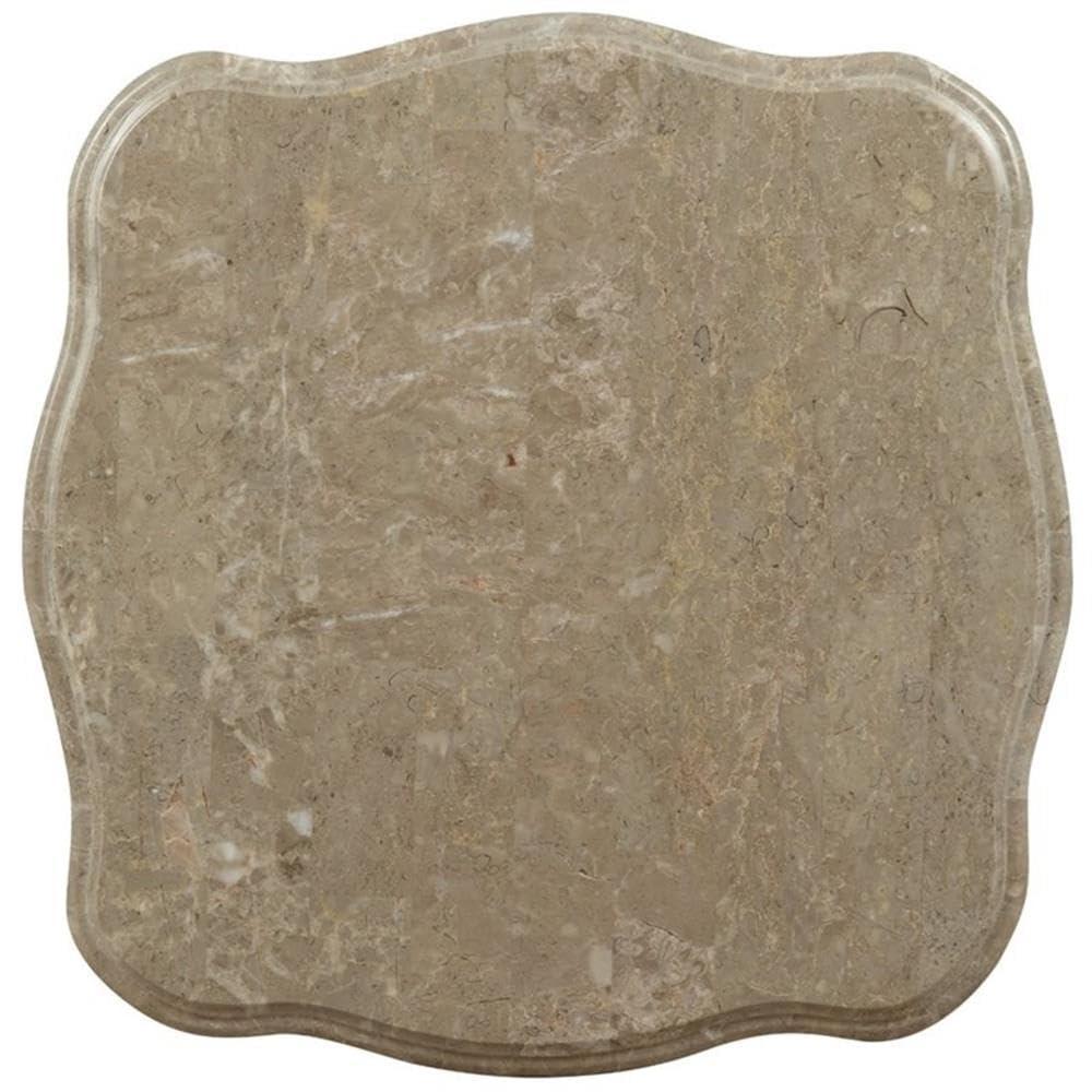HomeStock End Table W/Marble Top, Marble & Baroque Bliss White