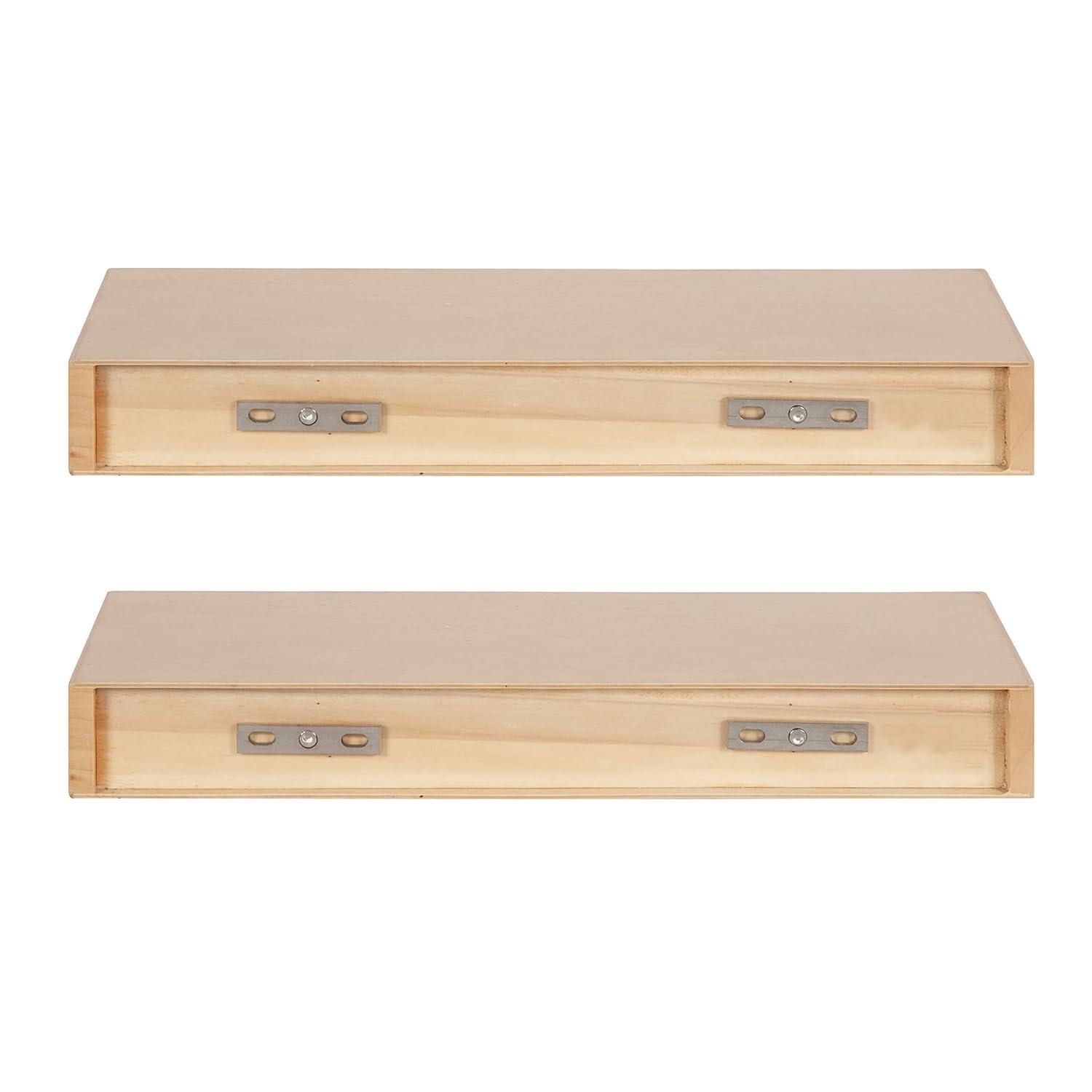 Kate and Laurel Havlock Rectangle MDF Floating Shelf, 2 Piece 18 Inch, Natural