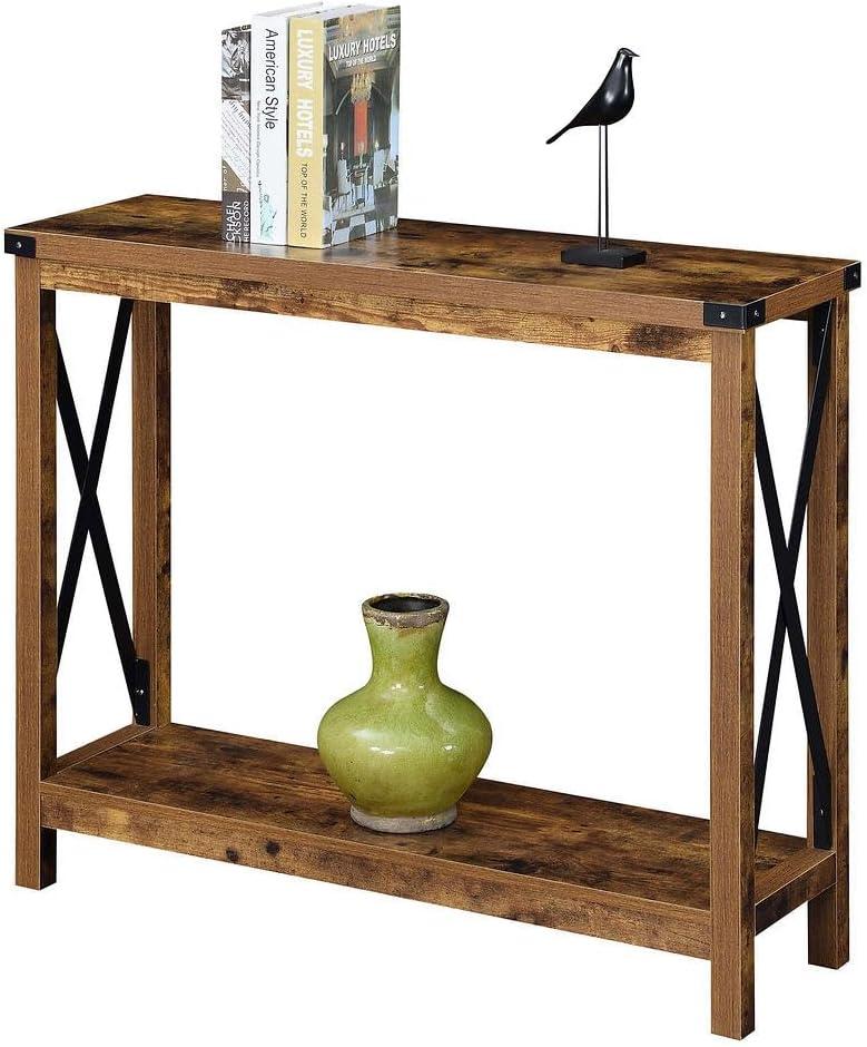 Barnwood Black 39'' Industrial Console Table with Storage Shelf