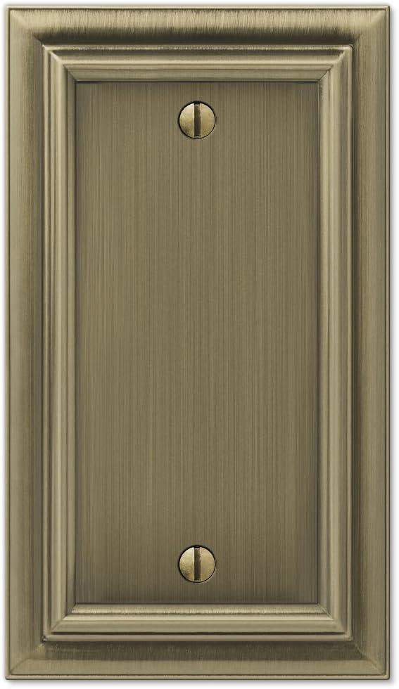 Amerelle 94BBB Continental Wallplate, 1 Blank, Cast Metal, Brushed Brass, 1-Pack