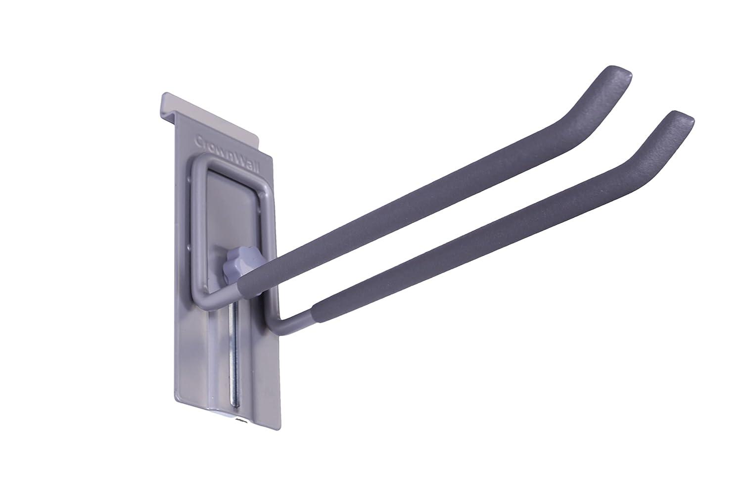 Crownwall Slat Wall Storage Organizer, Heavy Duty Steel 8 Inch Locking Double Hooks, Slatwall Accessories Panels (3 Pack)
