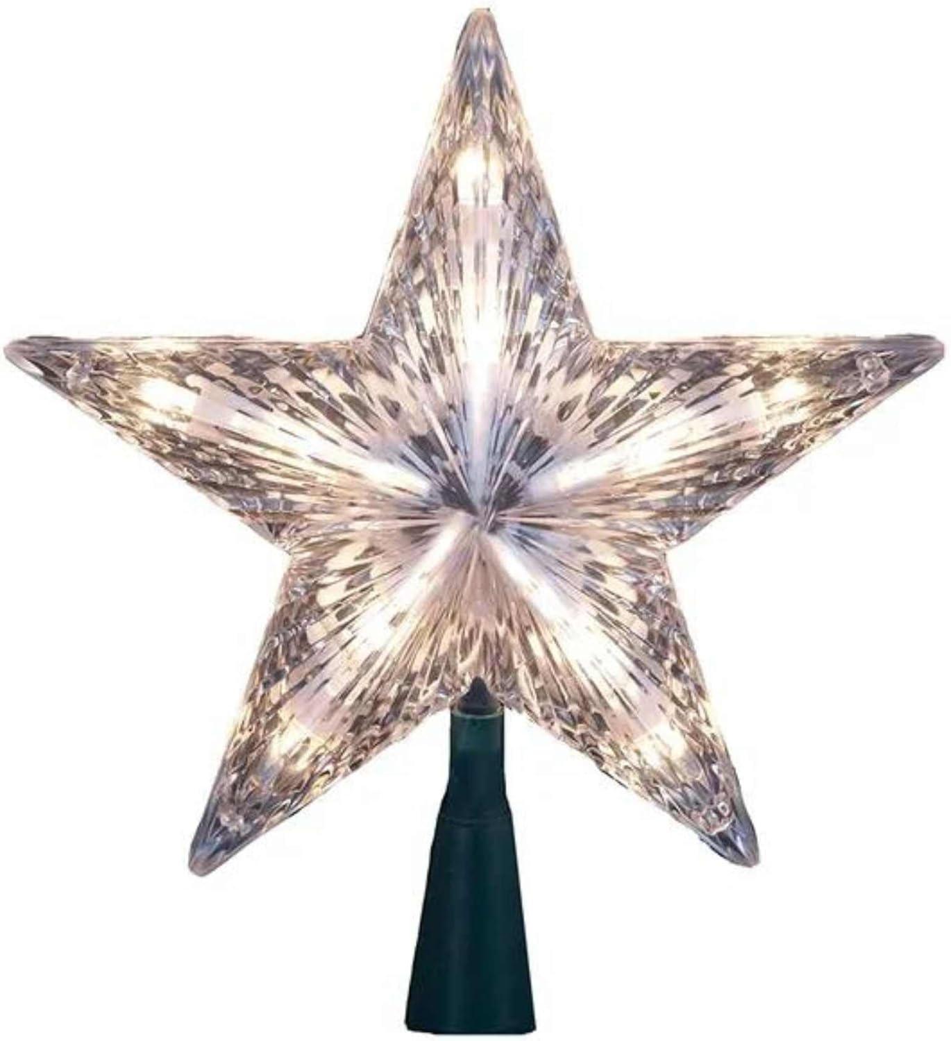 Clear Plastic 10-Light Star Christmas Tree Topper