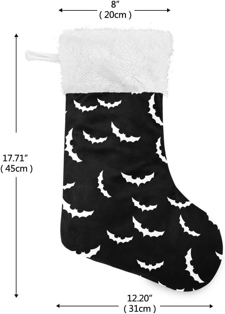 Hotbar Christmas Stocking Bats Silhouette, Plush Xmas Stockings Stair Fireplace Decoration for Holiday Party Festival 1 Pack