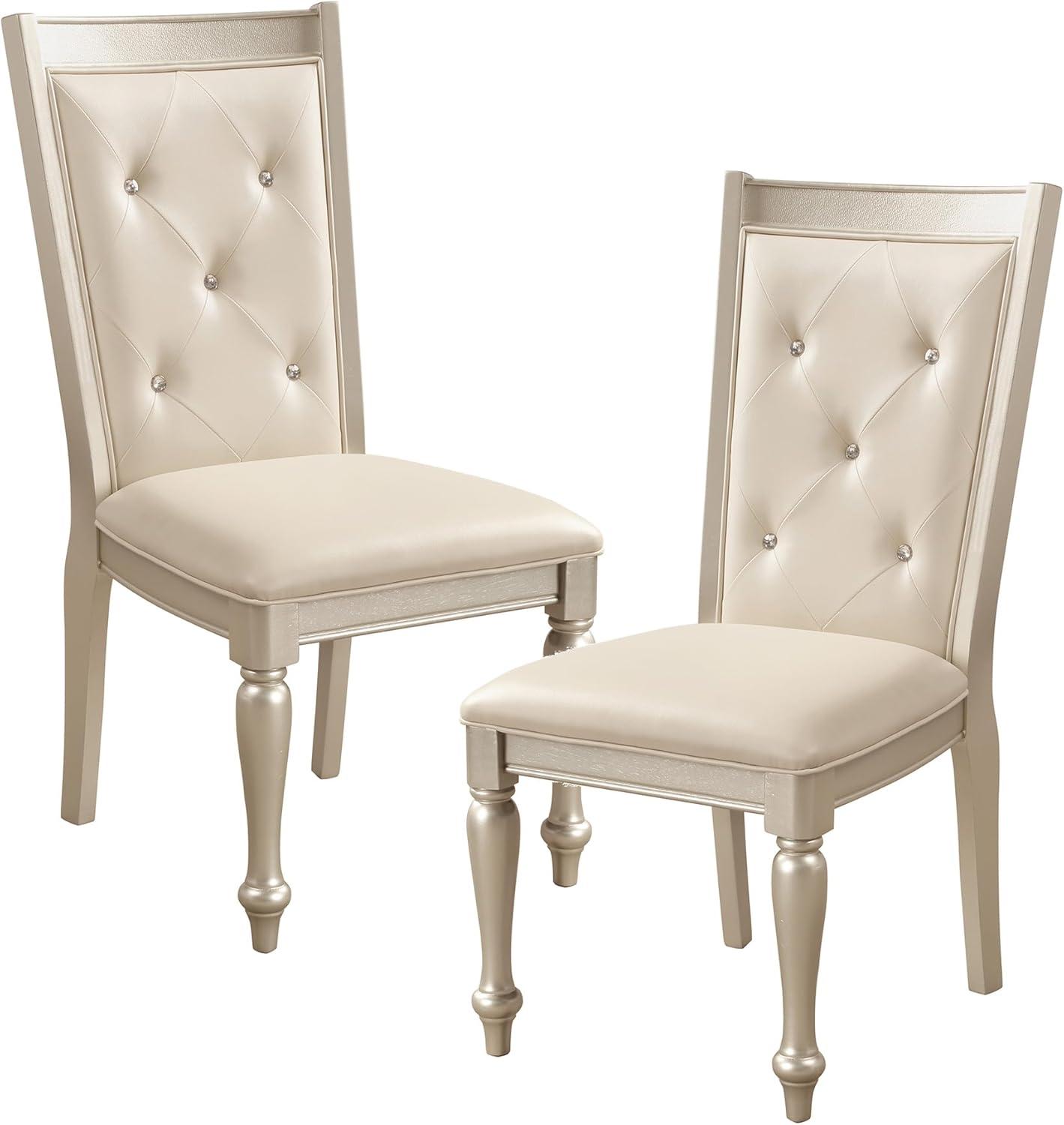 Elegant Pearl White Faux Leather Upholstered Side Chair