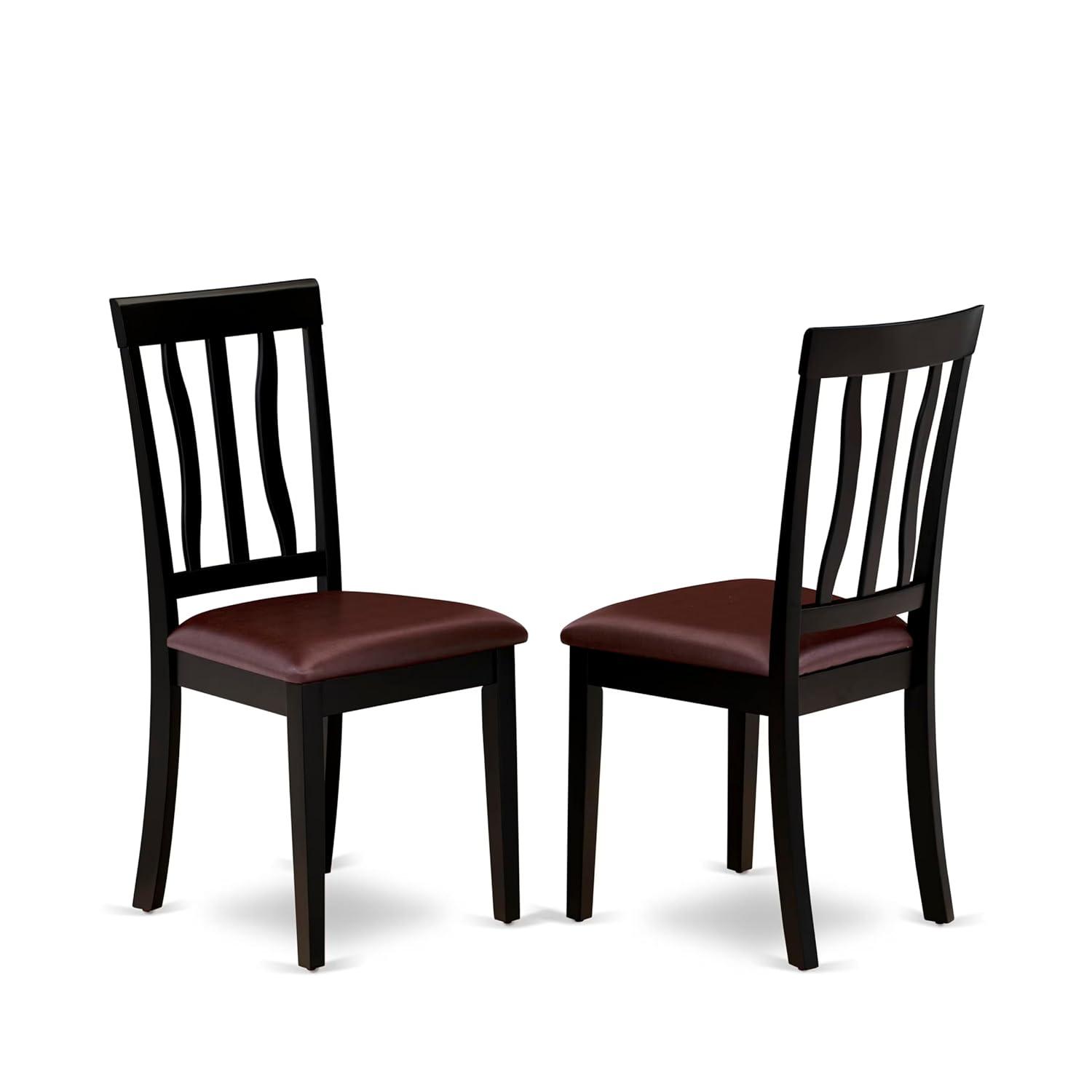 WEAN5-BCH-W East West Furniture 5 Piece Kitchen Table Set- a Dining Table and 4 Chairs, Black & Cherry(Seat Type Options) WEAN5-BCH-LC