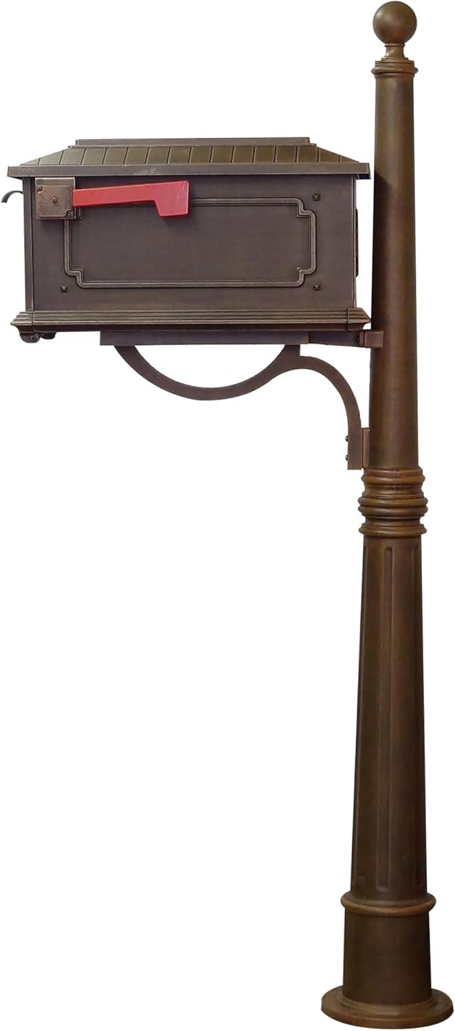 Outdoor Letter Holder Kingston Curbside Mailbox with Ashland Mailbox Post Unit - Copper