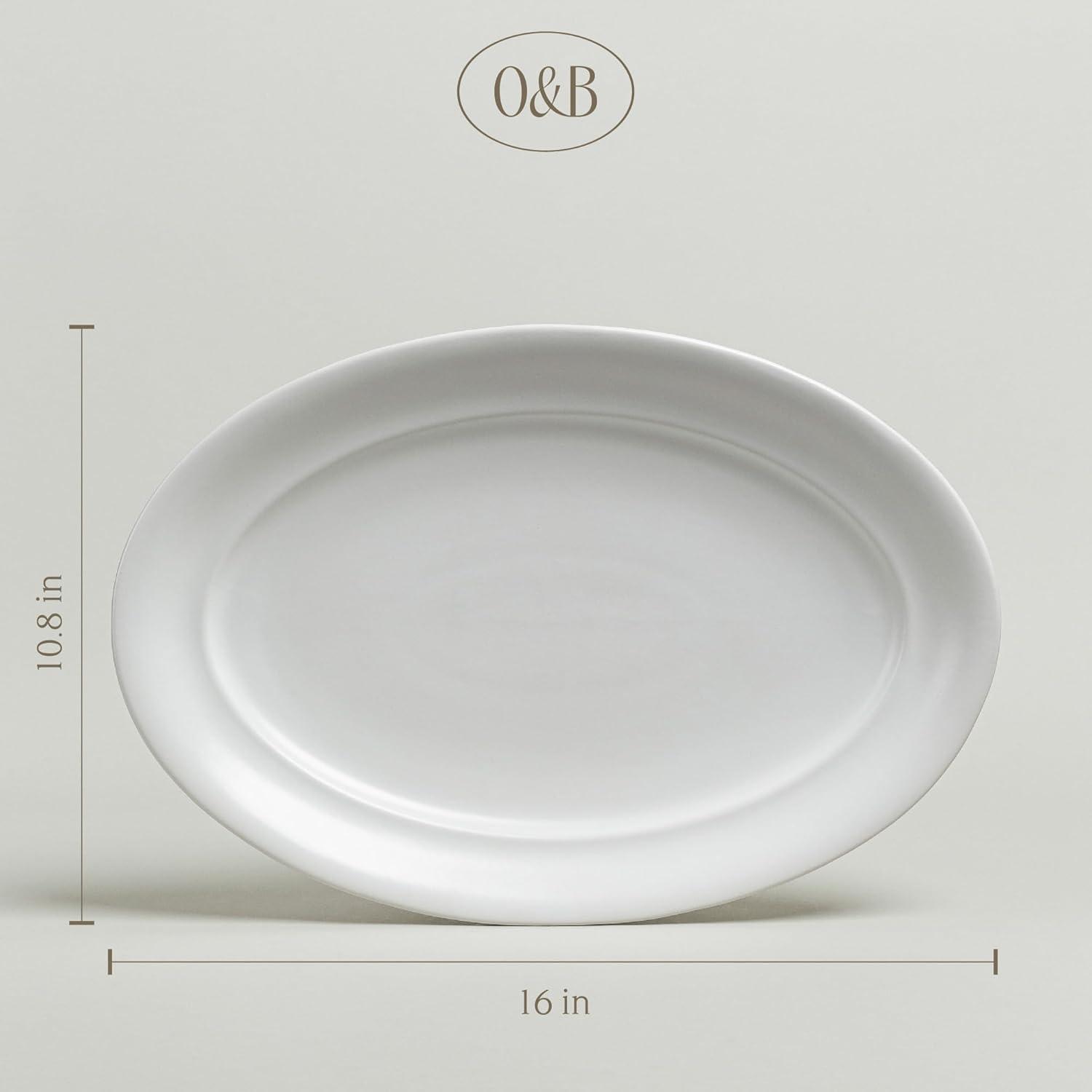 over&back Rimmed Oval Serving Platter - Semi - Perfect for Tabletop & Décor