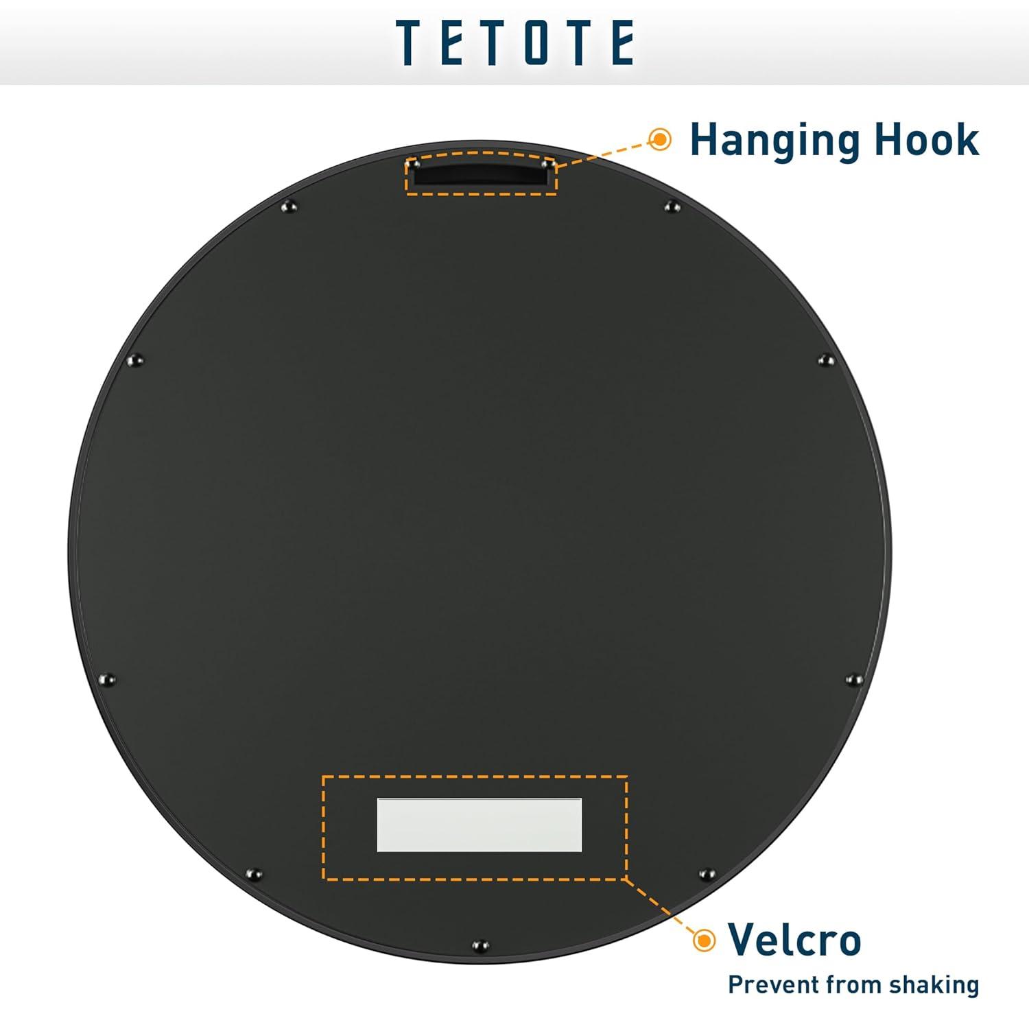 Tetote Black Round Mirror for Bathroom, 24 inch Modern Circle Mirrors, Wall Mounted Matte Metal Frame Entryway Decorative Farmhouse Vanity Mirror
