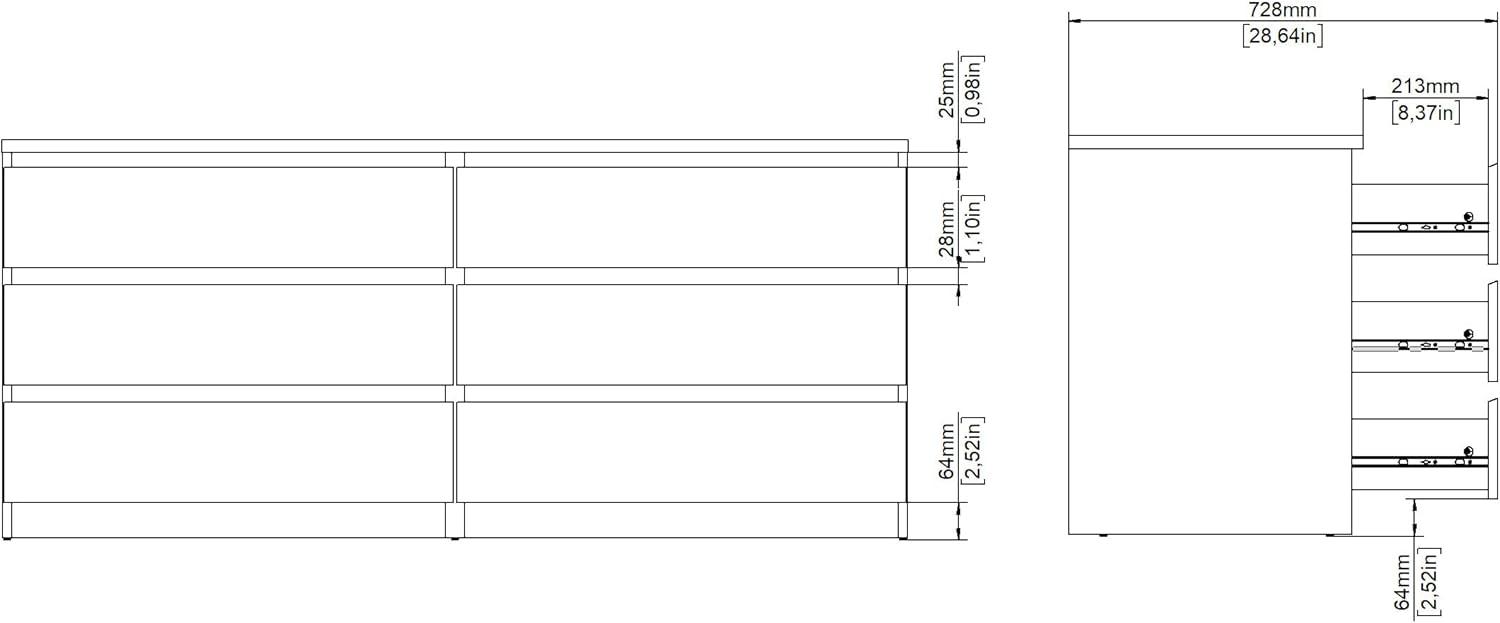 Sleek White High Gloss 6-Drawer Modern Double Dresser