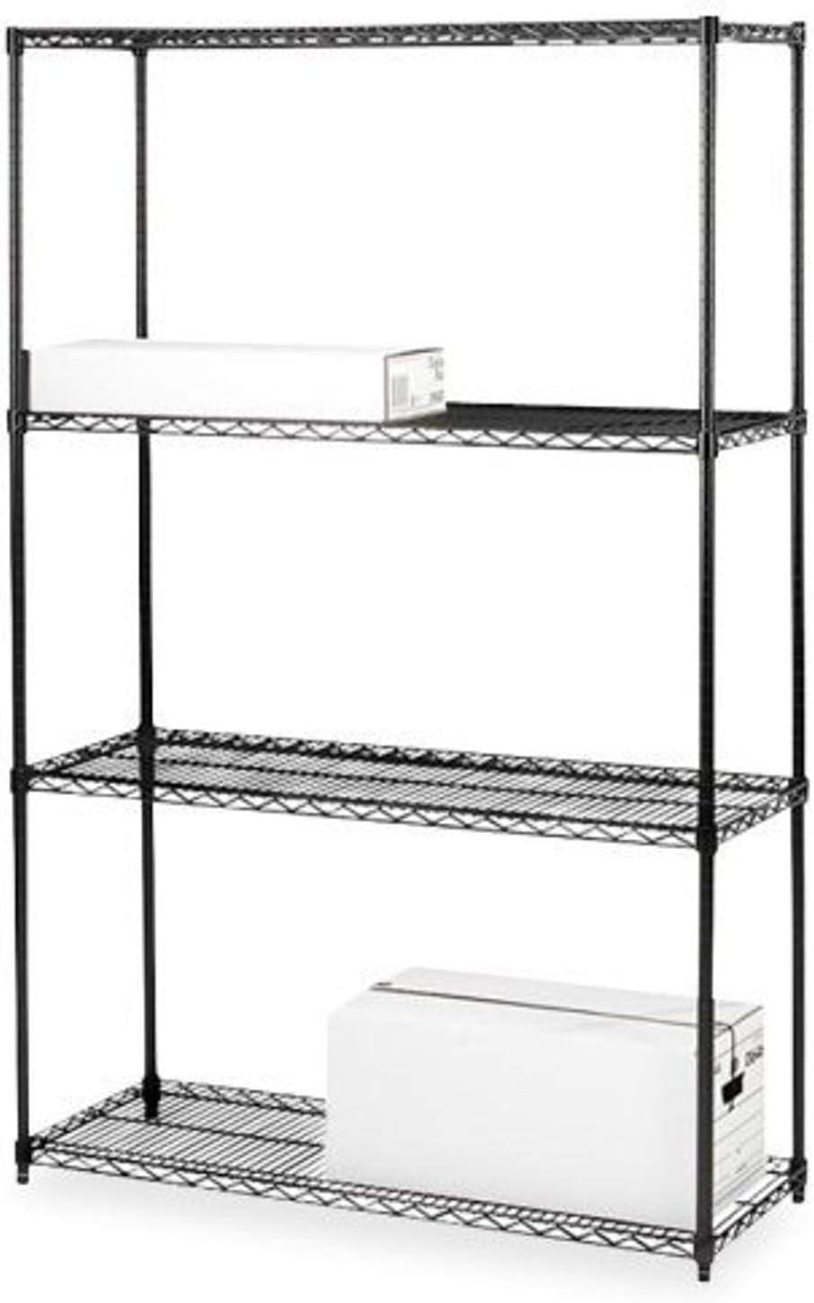 Adjustable 37" Industrial Black Steel Wire Shelving Unit