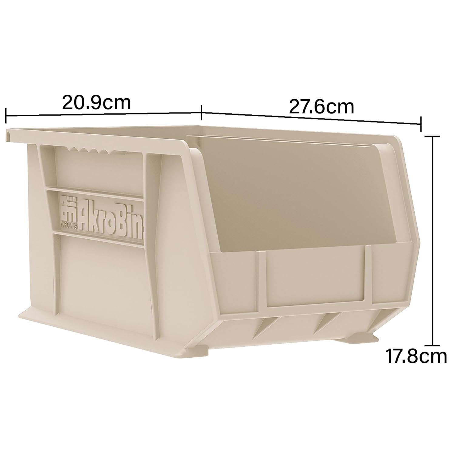 Red Stackable Plastic Storage Bin with Divider Slot