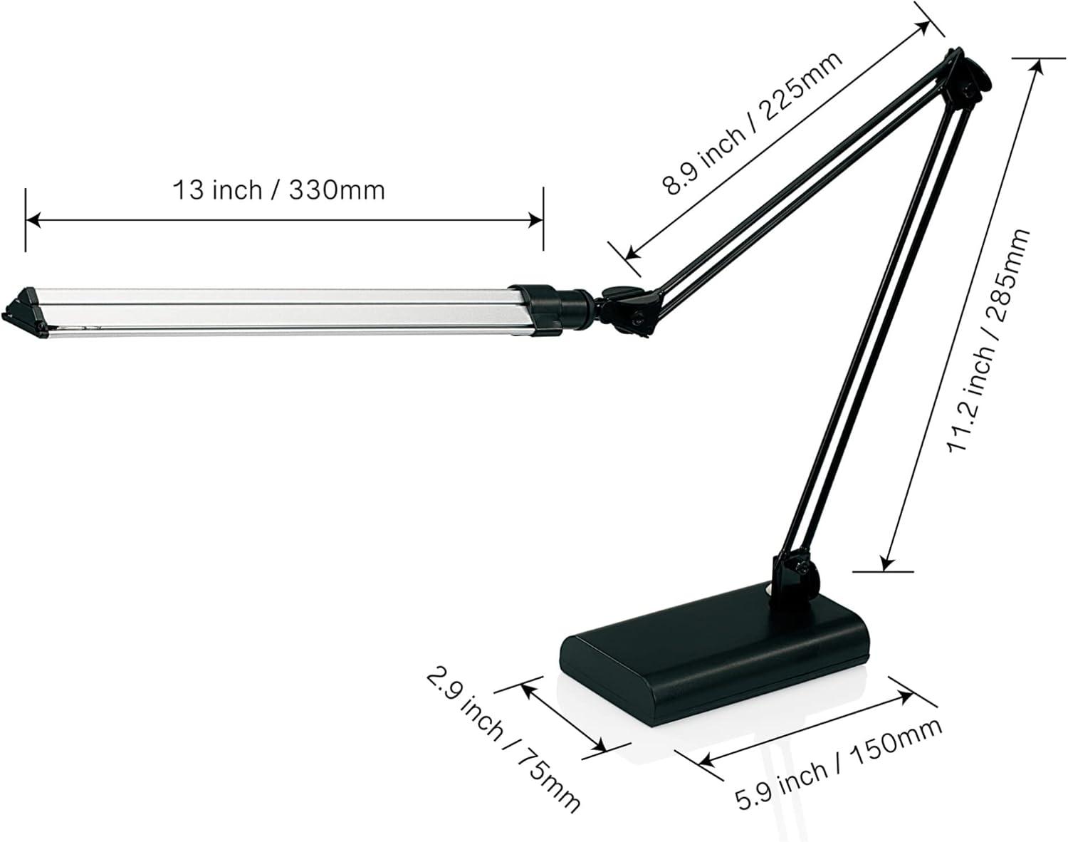 Adjustable Black and Silver Architect Desk Lamp with LED Light