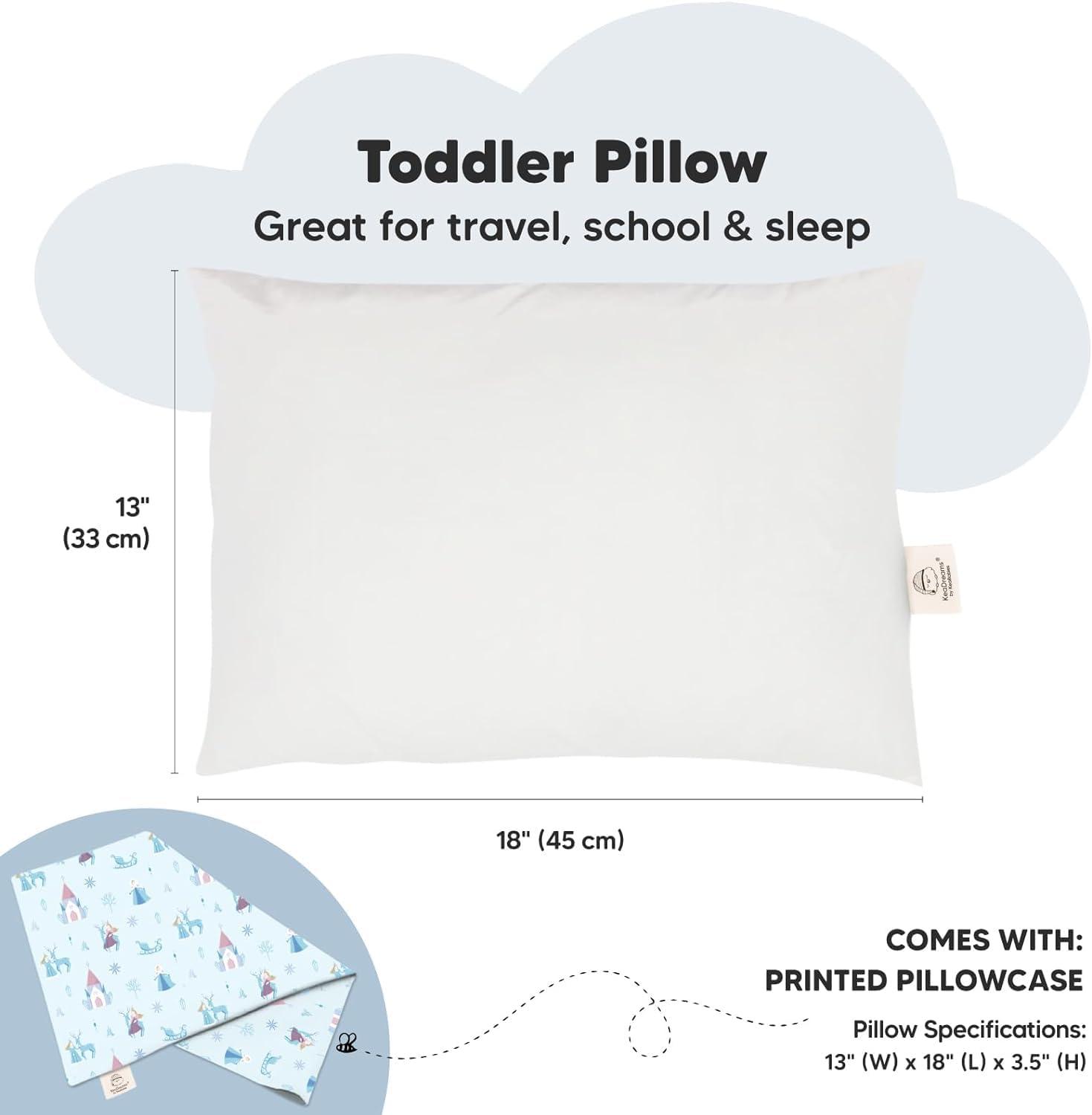 KeaBabies Toddler Pillow with Pillowcase, 13X18 Soft Organic Cotton Toddler Pillows for Sleeping, Kids Travel Pillow Age 2-5