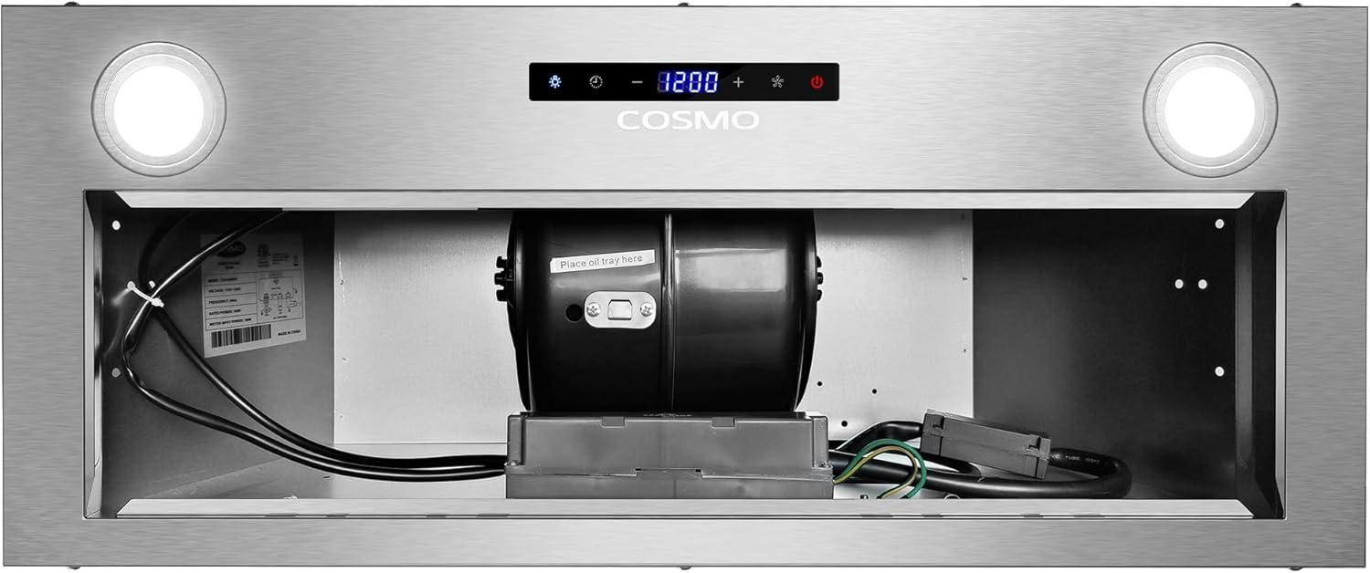 Cosmo 30 in. Lumin Collection Ducted Insert Range Hood, Touch Controls, LED Lights, Permanent Filters, Stainless Steel
