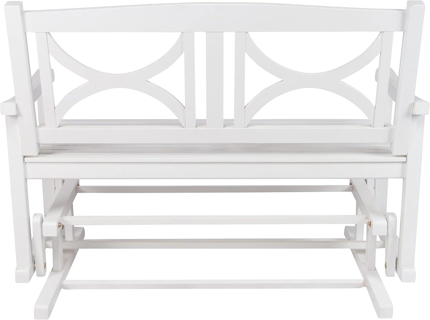 Shine Company Traditional Hardwood Patio Porch Glider Bench in White