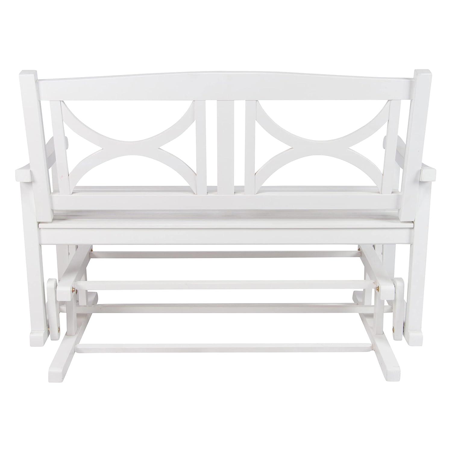 Shine Company Traditional Hardwood Patio Porch Glider Bench in White