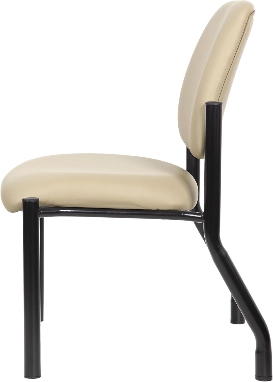 Boss Office Products Antimicrobial Armless Guest Side Chair, 400 lb. weight capacity, Beige