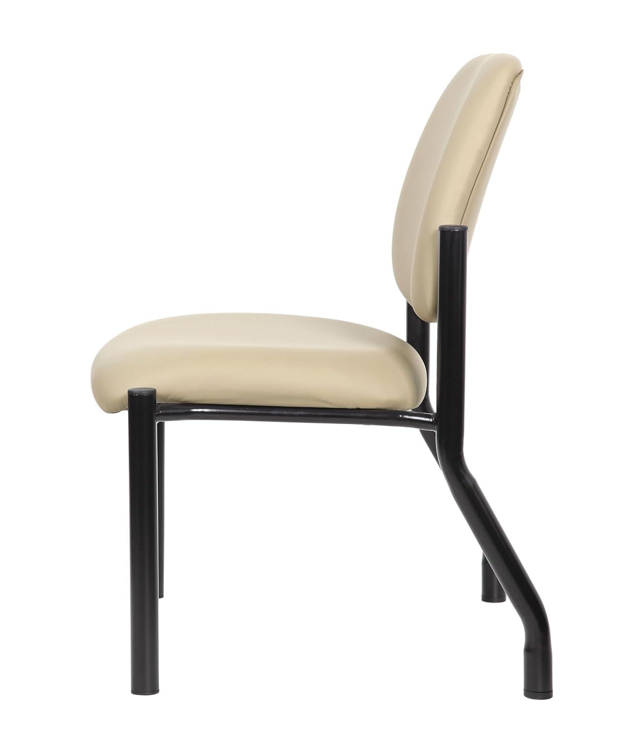 Boss Office Products Antimicrobial Armless Guest Side Chair, 400 lb. weight capacity, Beige