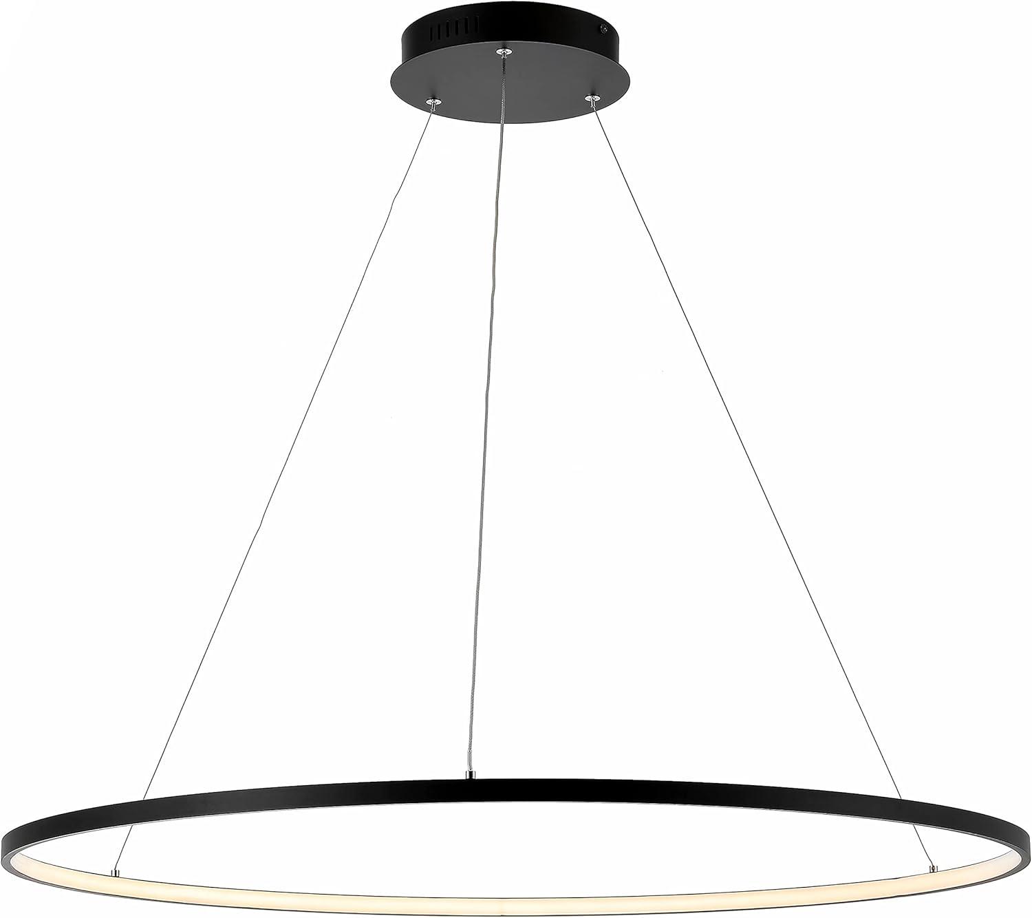 Circulo 35" Metal Round Modern Contemporary LED Integrated Pendant, Black