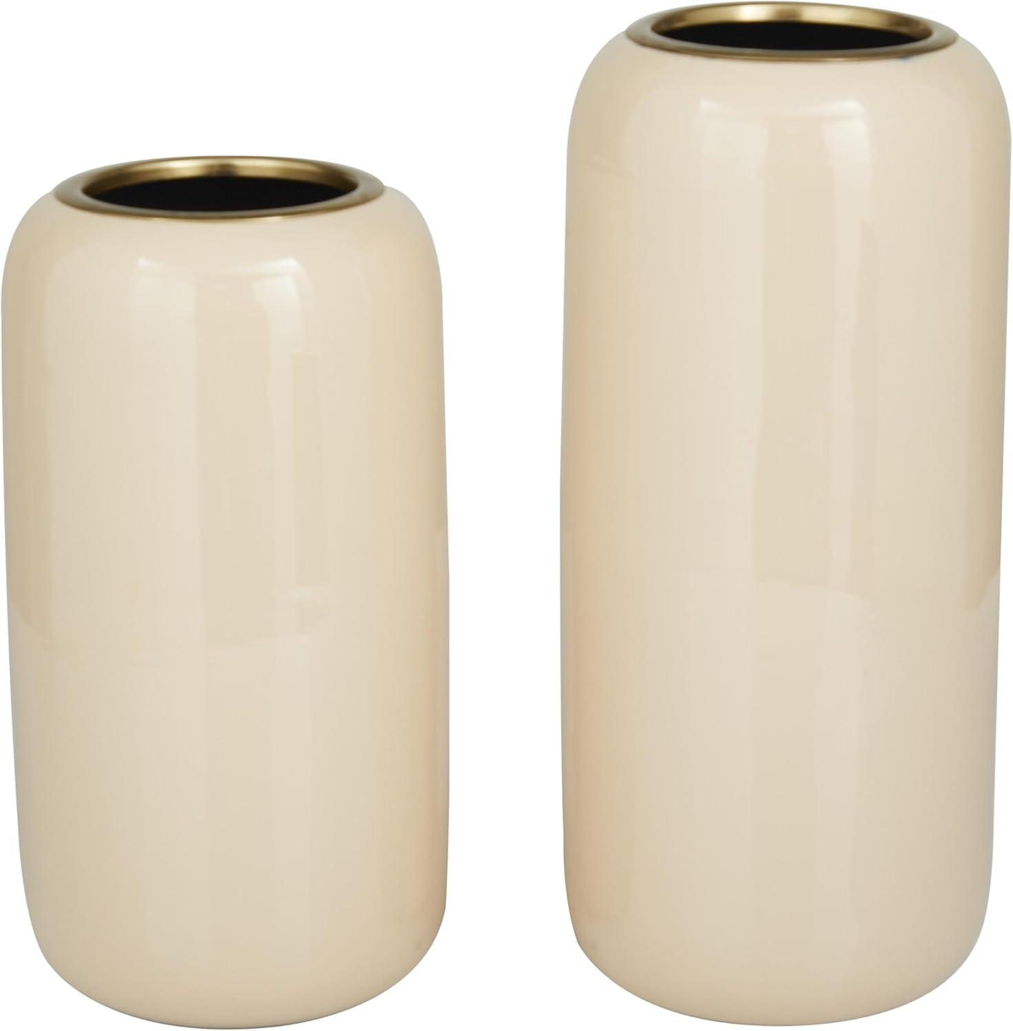 The Novogratz 13", 11"H Cream Metal Vase, Set of 2