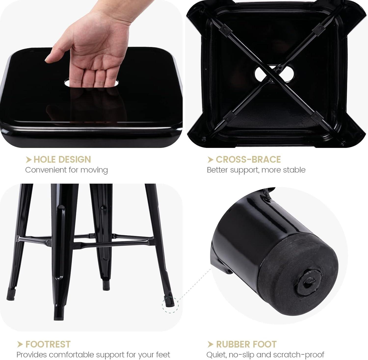 Williston Forge Kohki 24" Counter Stool Metal Bar Stools Counter Height Barstools Backless Indoor/Outdoor Bar Stools Kitchen Counter Stools Chairs(Set of 4)