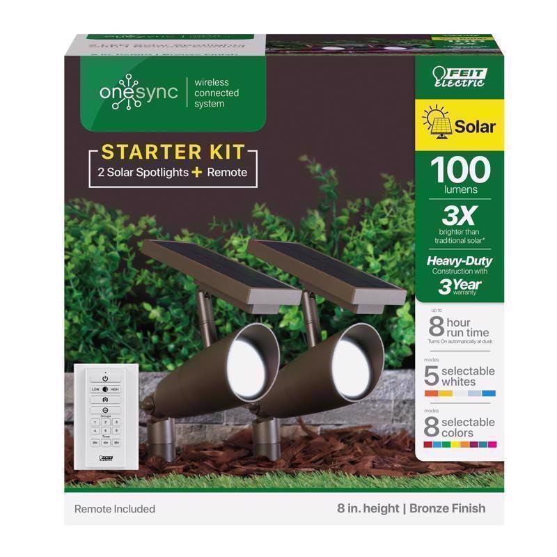 FeitElectric Feit OneSync Bronze Solar Powered/Remote LED Spotlight 2 pk