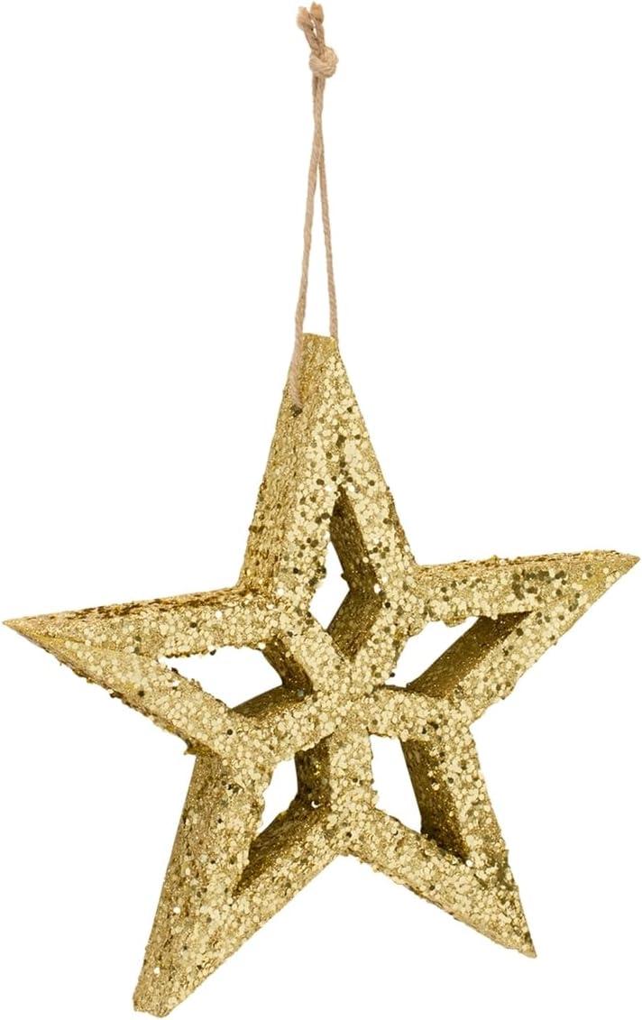 Melrose International Gold Wood Star Ornament (Set of 6)