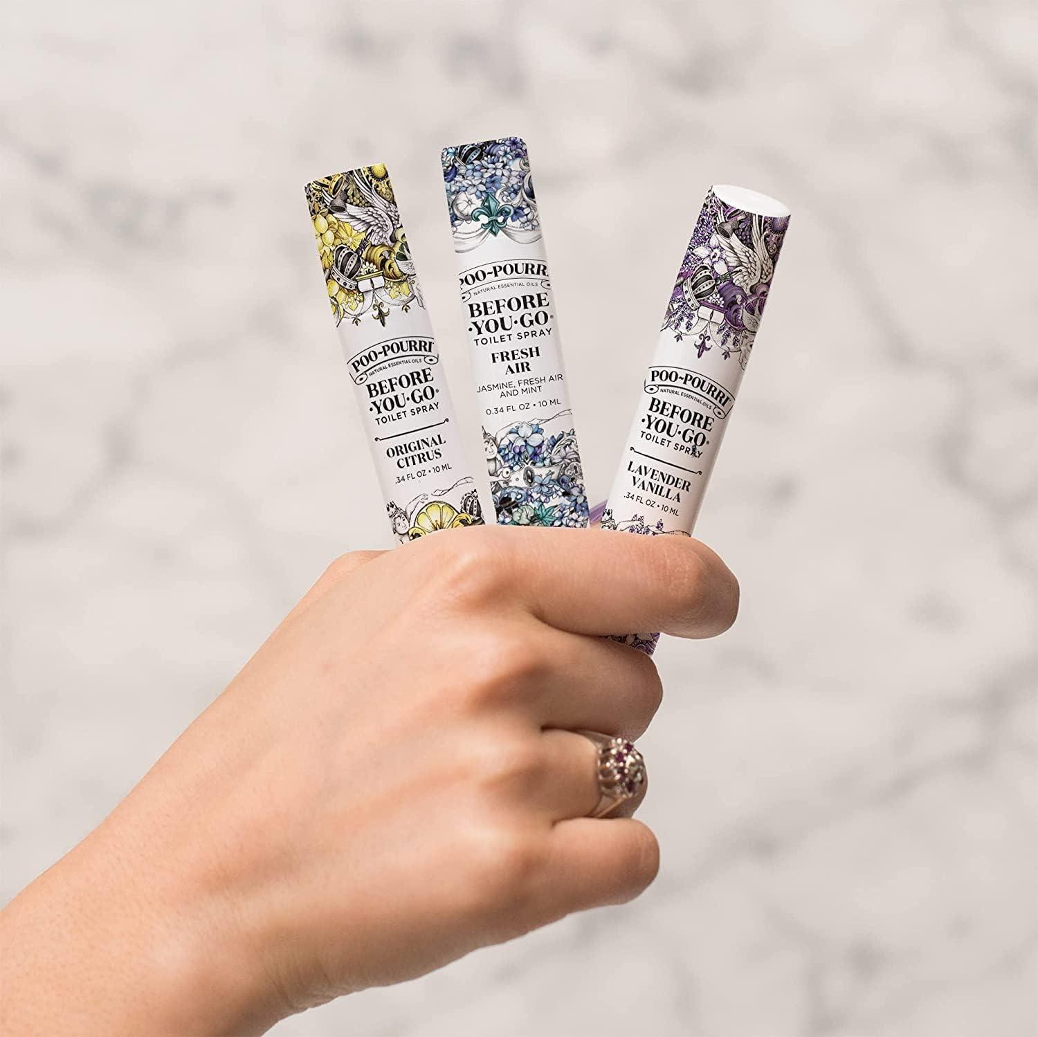 Poo-Pourri Before-You-Go Toilet Spray, On-The-Go, Travel Size Variety 10 mL - Original Citrus, Lavender Vanilla and Fresh Air