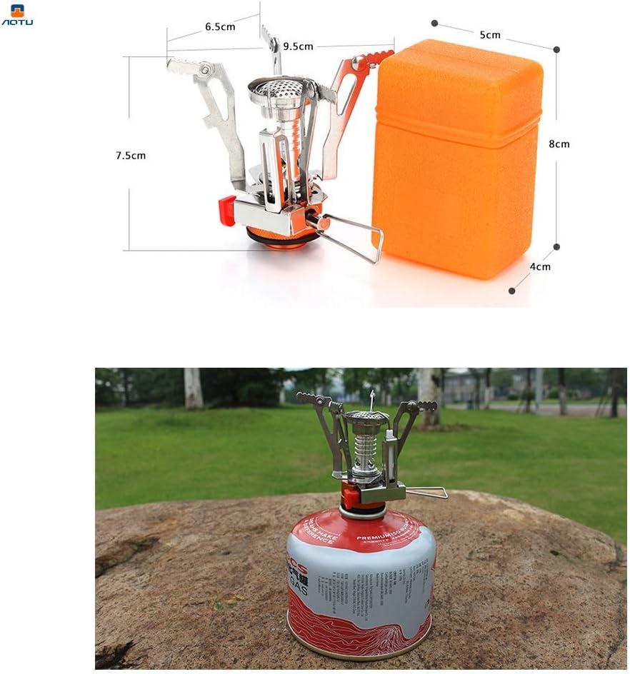 AOTU Portable Camping Stoves Backpacking Stove with Piezo Ignition Stable Support Wind-Resistance Camp Stove for Outdoor Camping Hiking Cooking