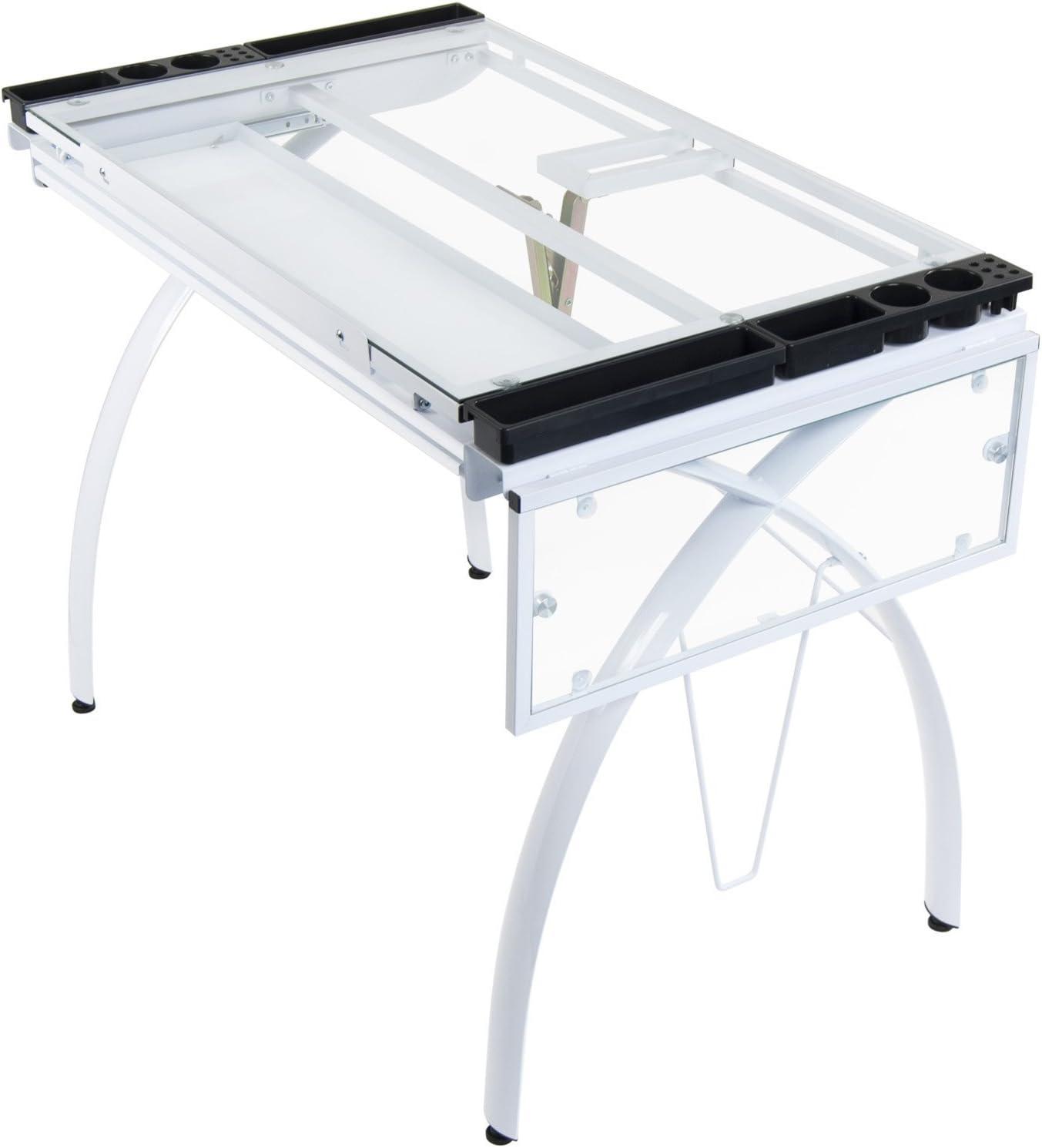 Courson Glass Top Metal Base Drafting Table