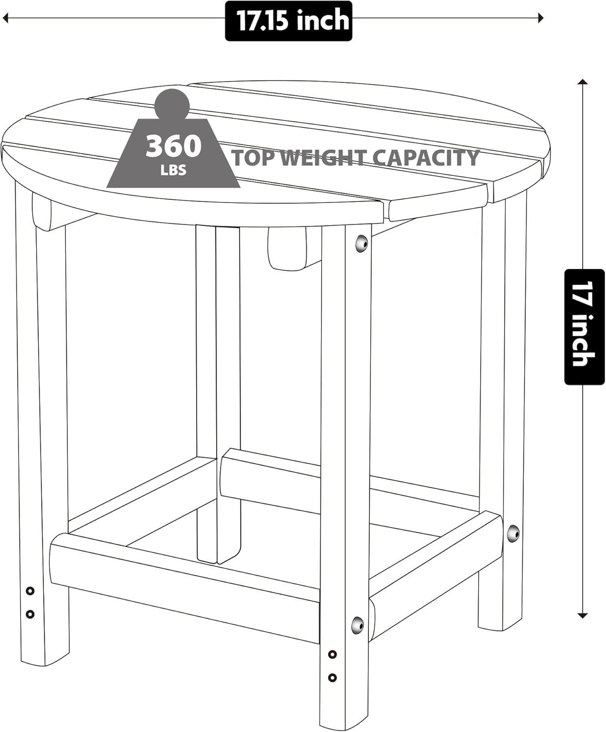 Black Round Outdoor End Table with Wood Core