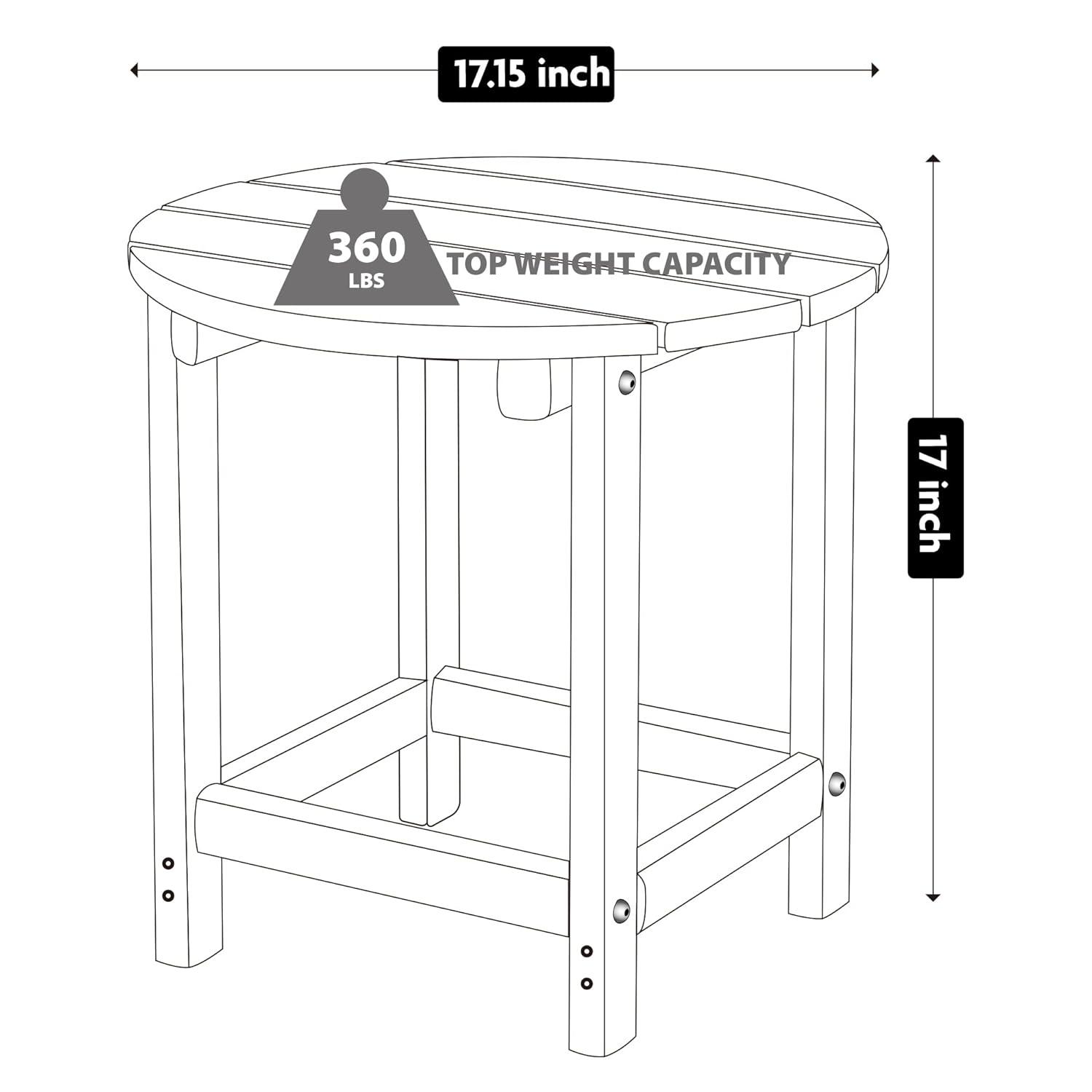 WestinTrends All-Weather Outdoor Patio Round Poly Adirondack Side Table, Orange