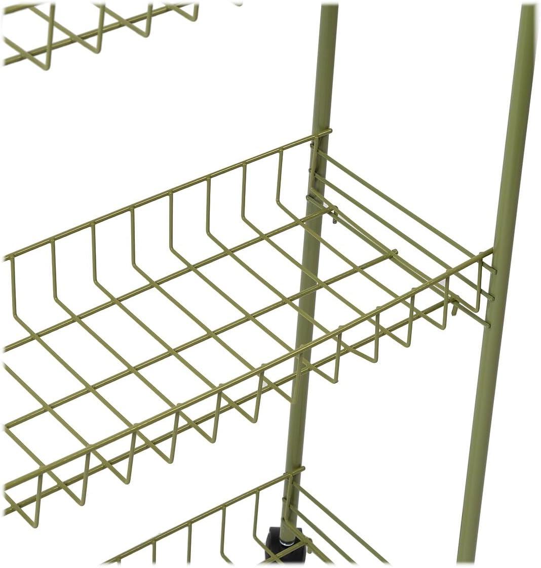 Olive Green 3-Tier Rust-Resistant Steel Rolling Cart