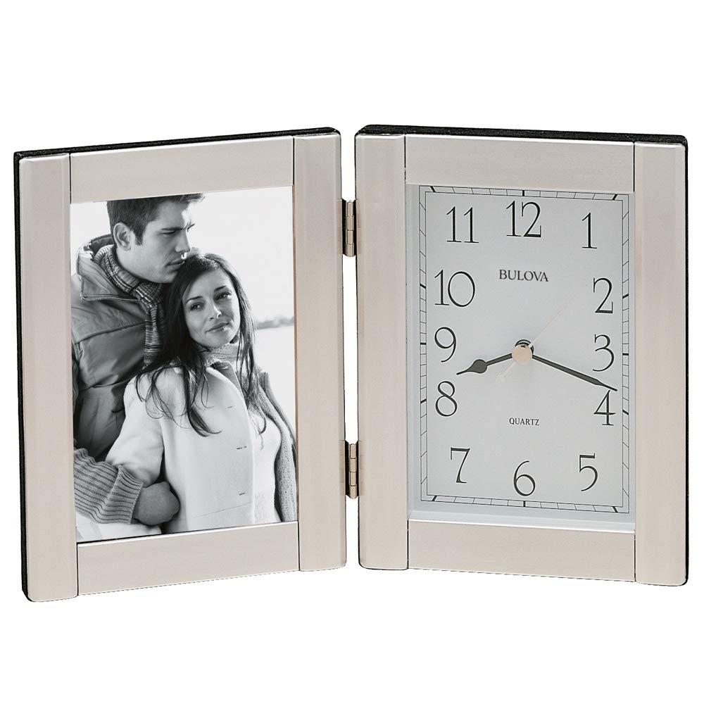 Bulova Clocks Forte II Brushed Aluminum Picture Frame Clock