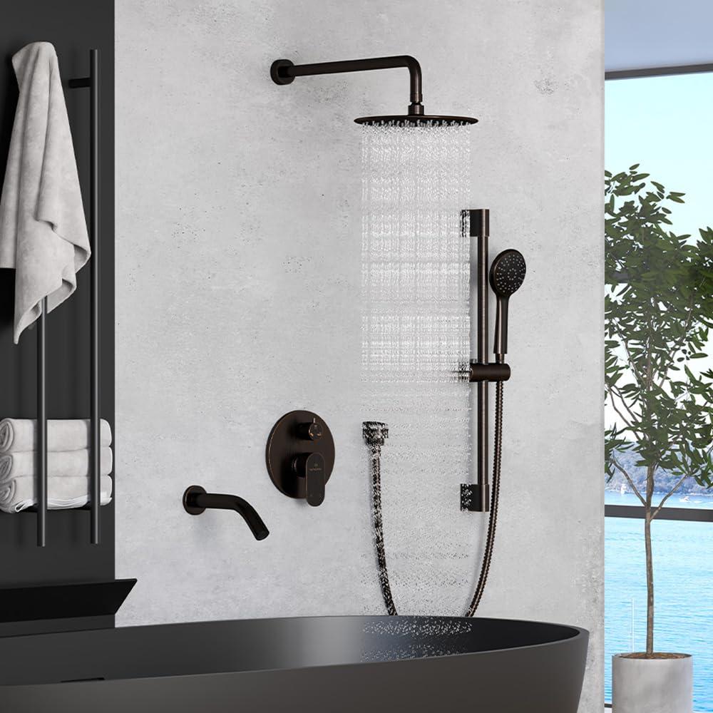 mondawe Calliope Wall Mounted 2-Function Retro Pressure-Balanced Shower System with 3 Setting Handheld MD-A3815-ORB