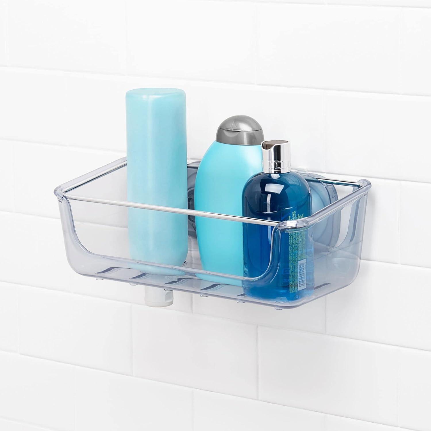 Clear Rectangular Metal Suction Shower Basket