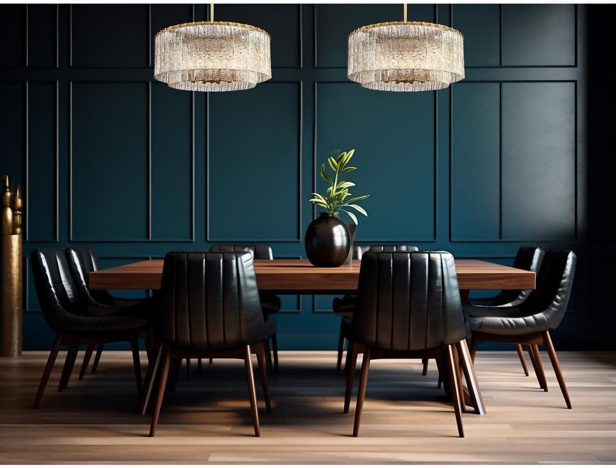 Glacier Modern Gold and Glass Two-Tier Pendant Light