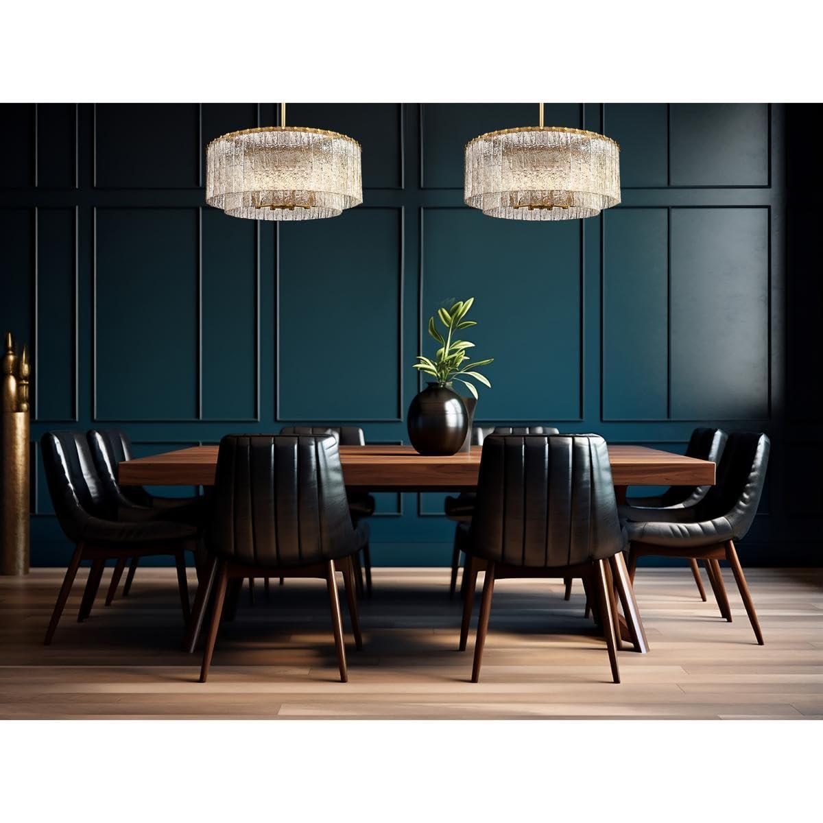 Glacier Modern Gold and Glass Two-Tier Pendant Light