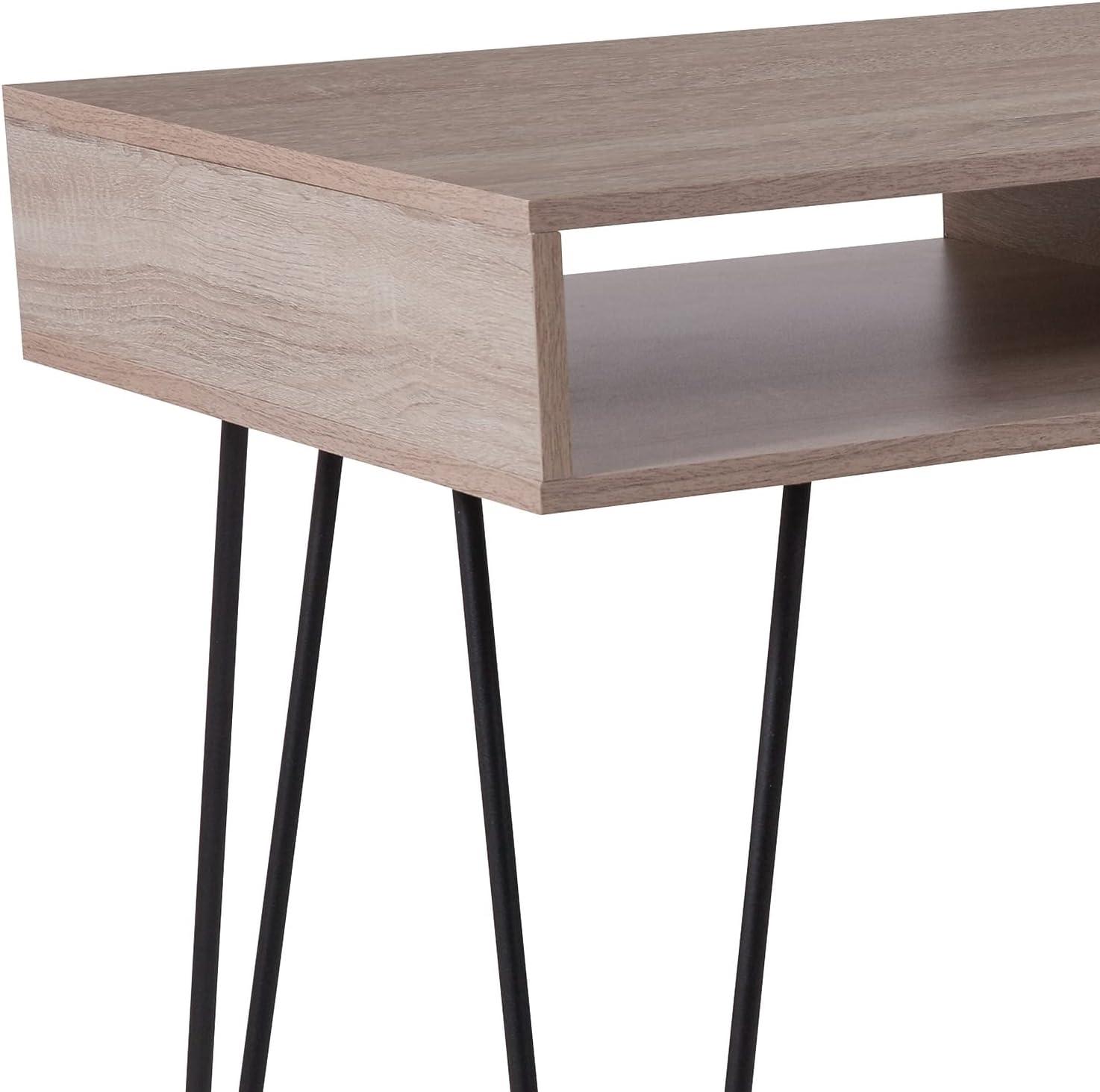 Franklin Mid-Century Modern Oak Finish Desk with Black Metal Legs