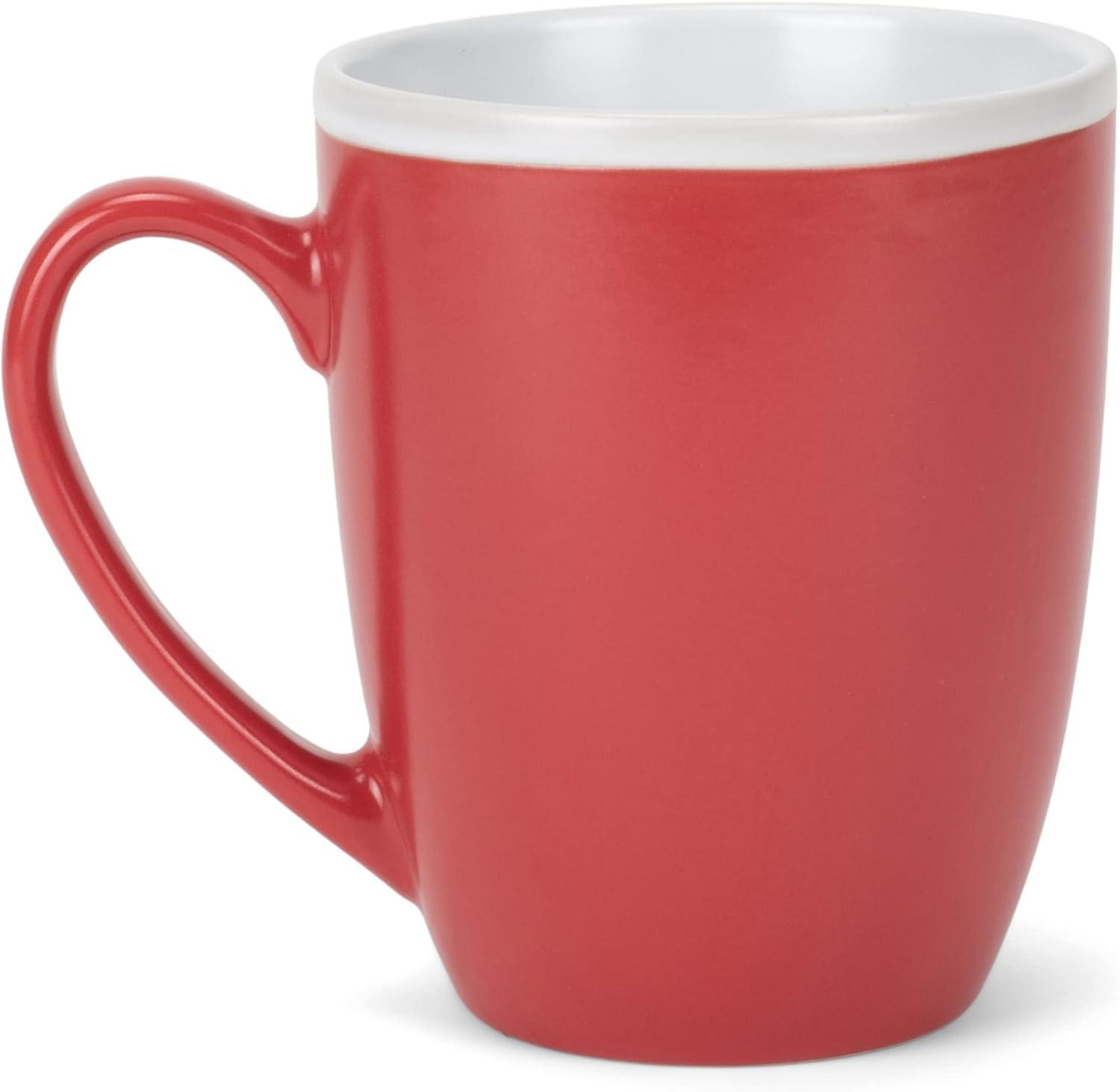 Elanze Designs Solid Color Warm Red Orange Yellow 16 ounce Matte Ceramic Mugs Assorted Set of 4