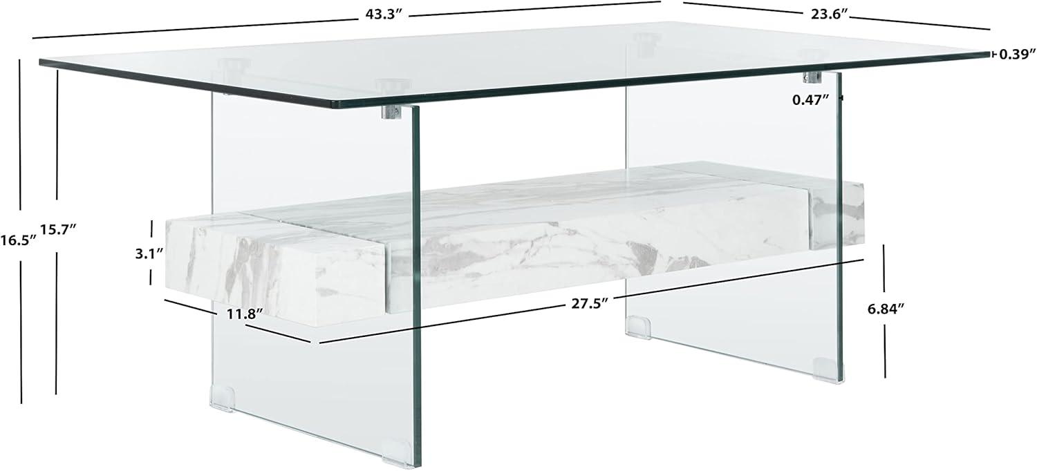 Kayley Coffee Table - Glass/White - Safavieh