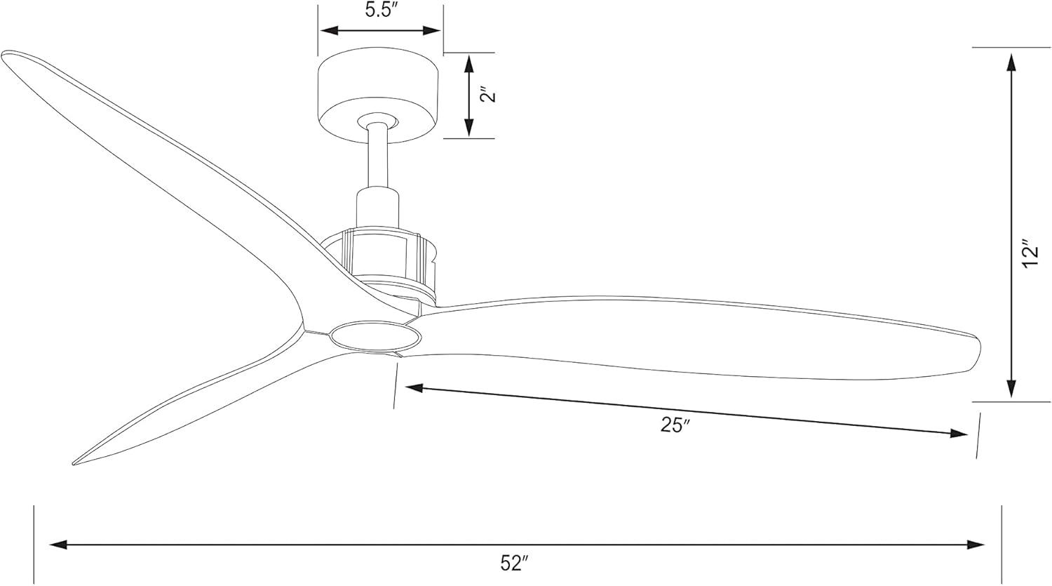 52" Zelda 3 - Blade Standard Ceiling Fan with Remote Control